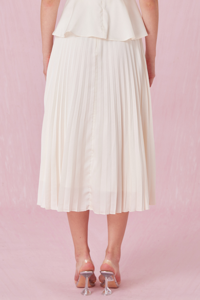 Arlet Cream Pleated A-Line Skirt