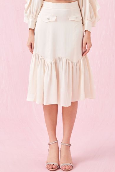 Catiana Beige Glitter Ruffle Skirt