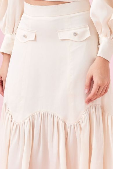 Catiana Beige Glitter Ruffle Skirt