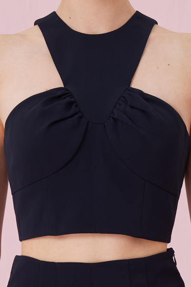 Chantille Navy Blue Padded Halter Top