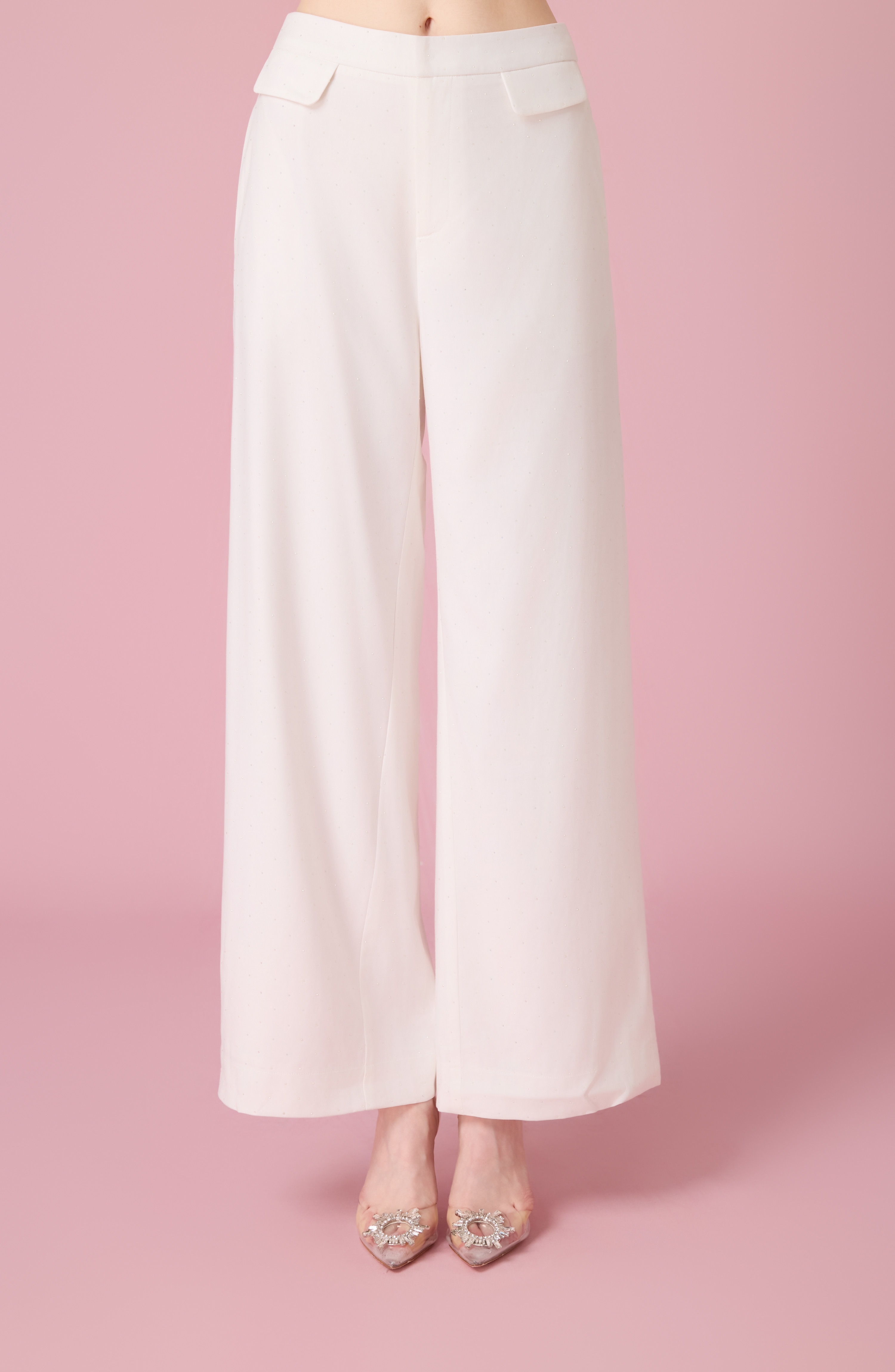 Charalin White Twinkle Loose Fit Pants