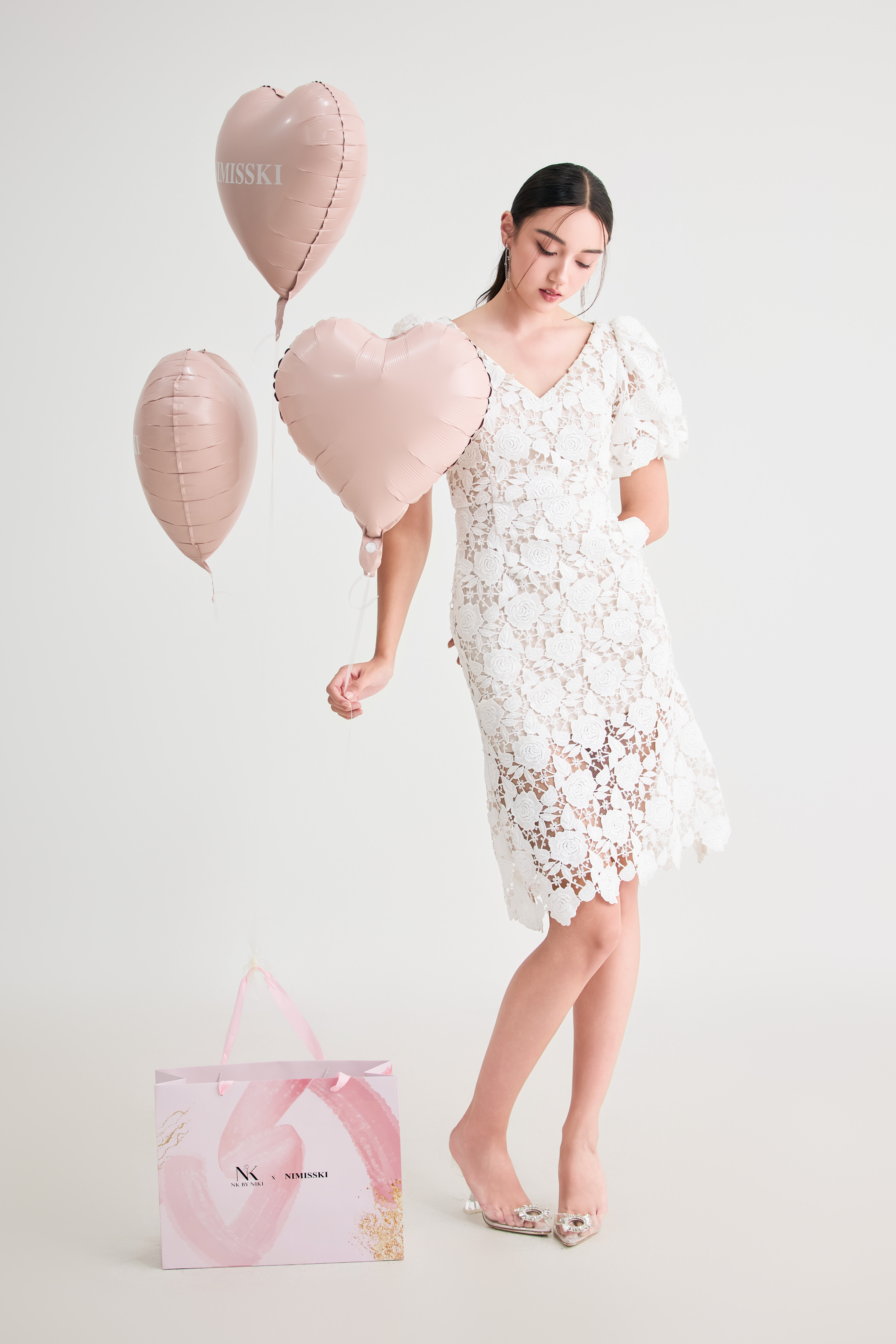 Chanell White Rose Lace Dress