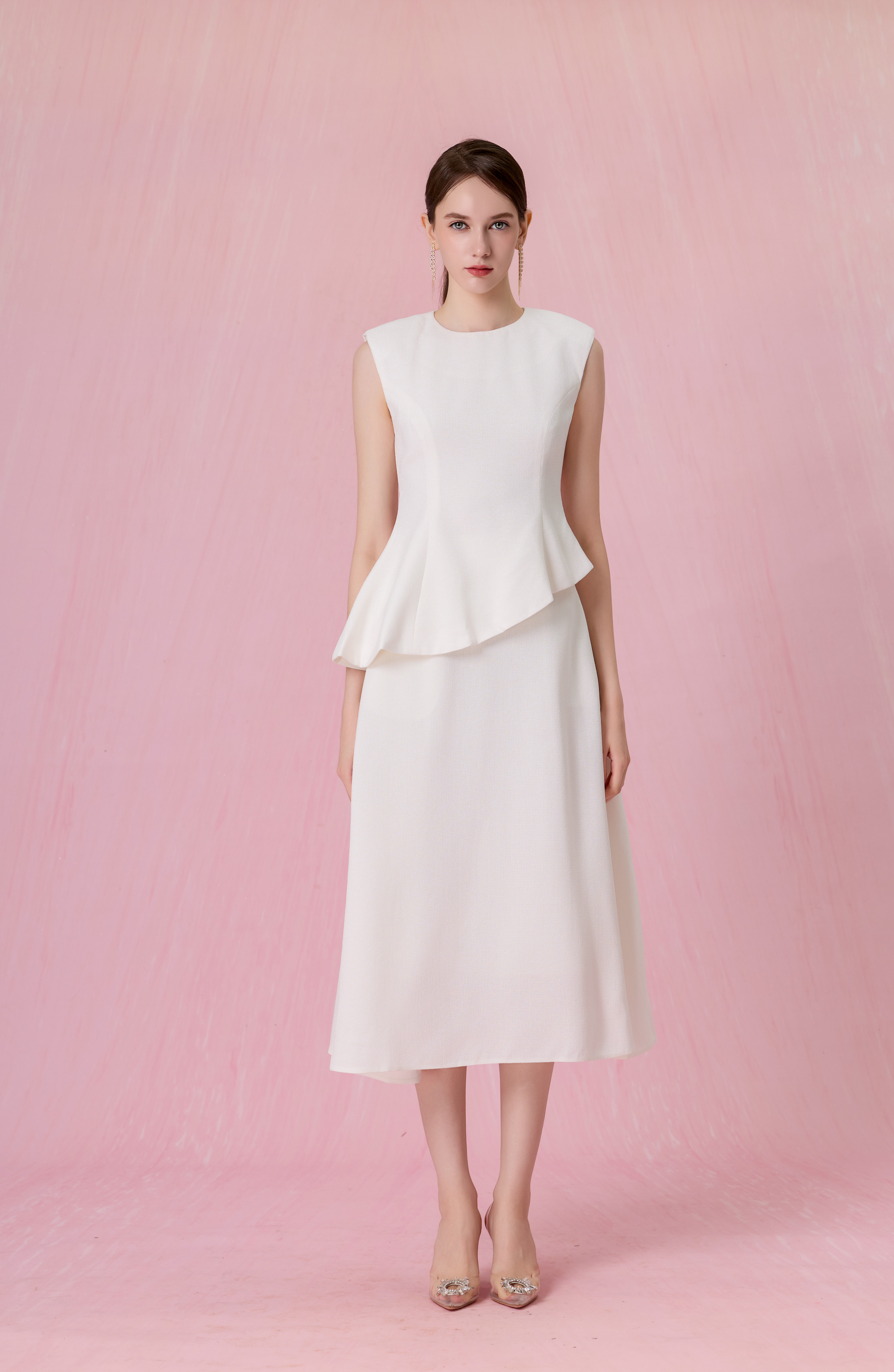 Cheralyn White Tweed A-Line Skirt