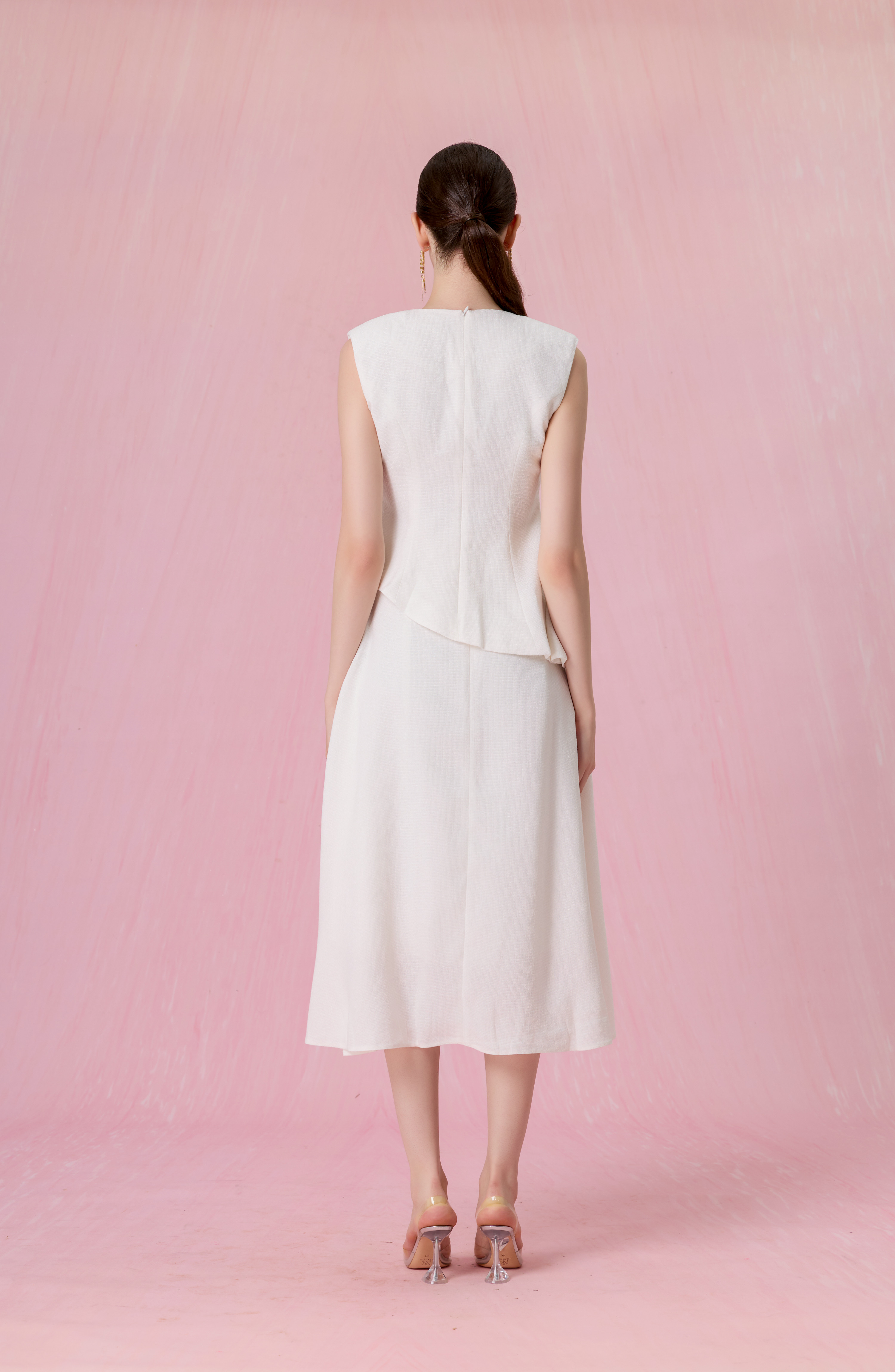 Cheralyn White Tweed Peplum Top