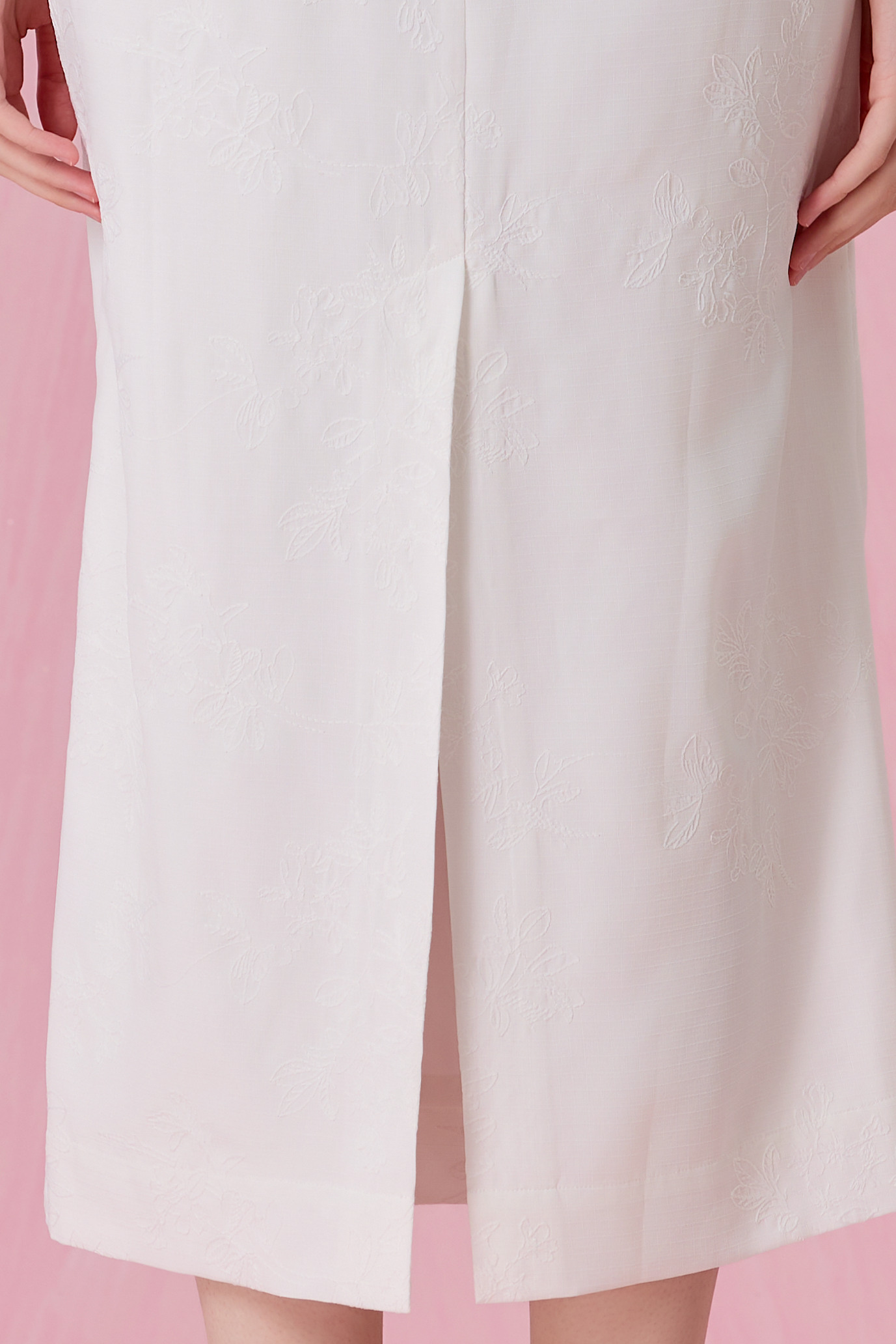 Cherisse Ivory Pencil Midi Skirt