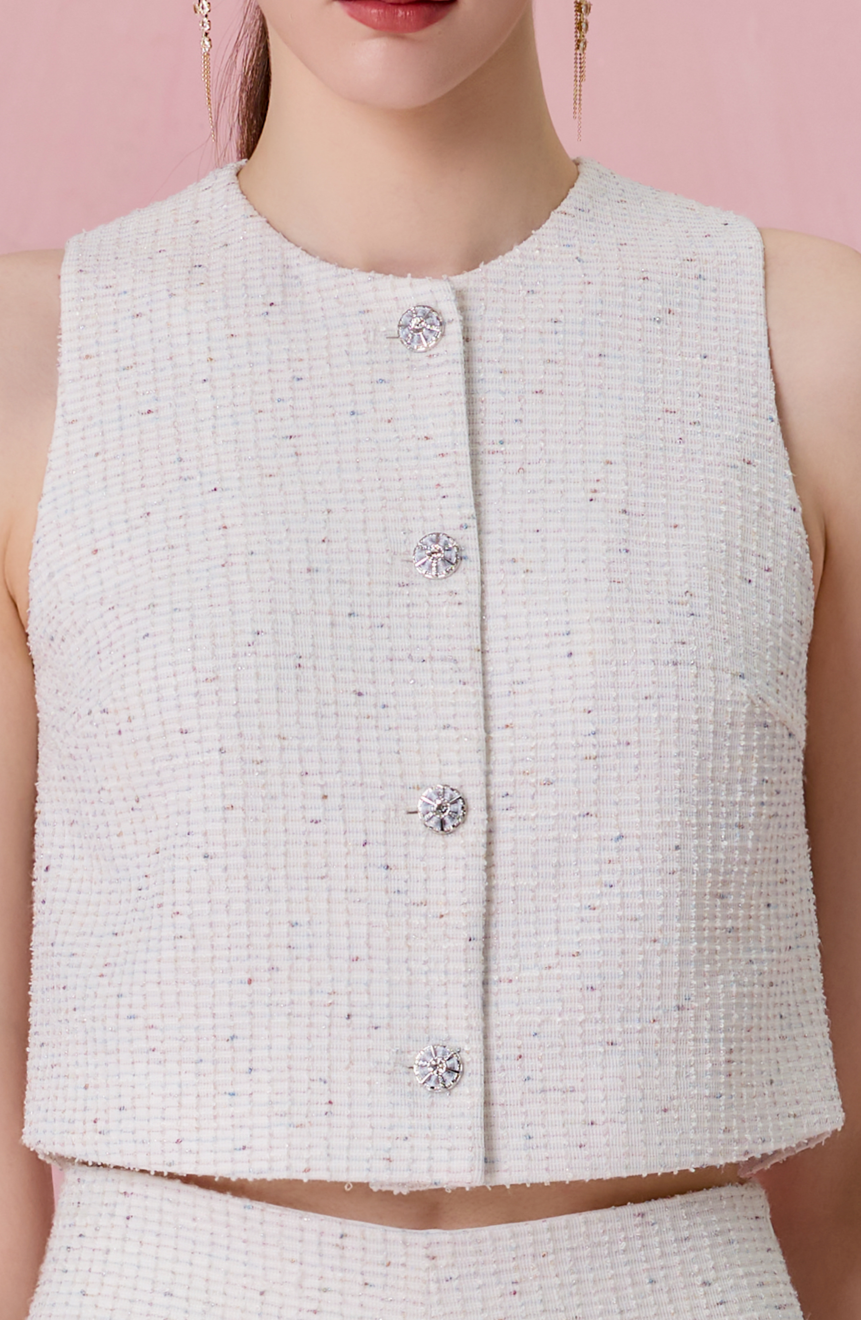 Cherrilyn White Tweed Vest Top
