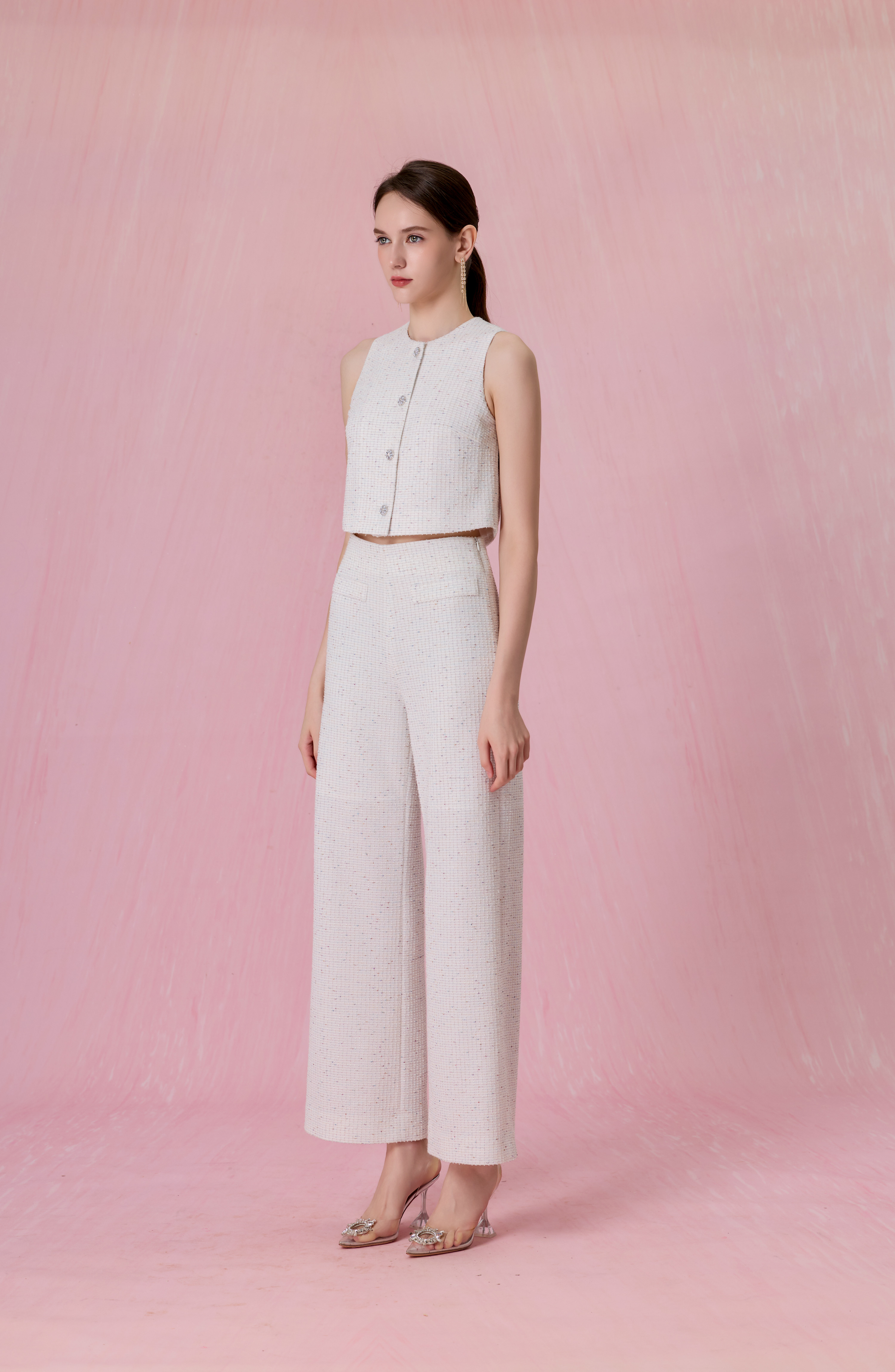Cherrilyn White Tweed Vest Top