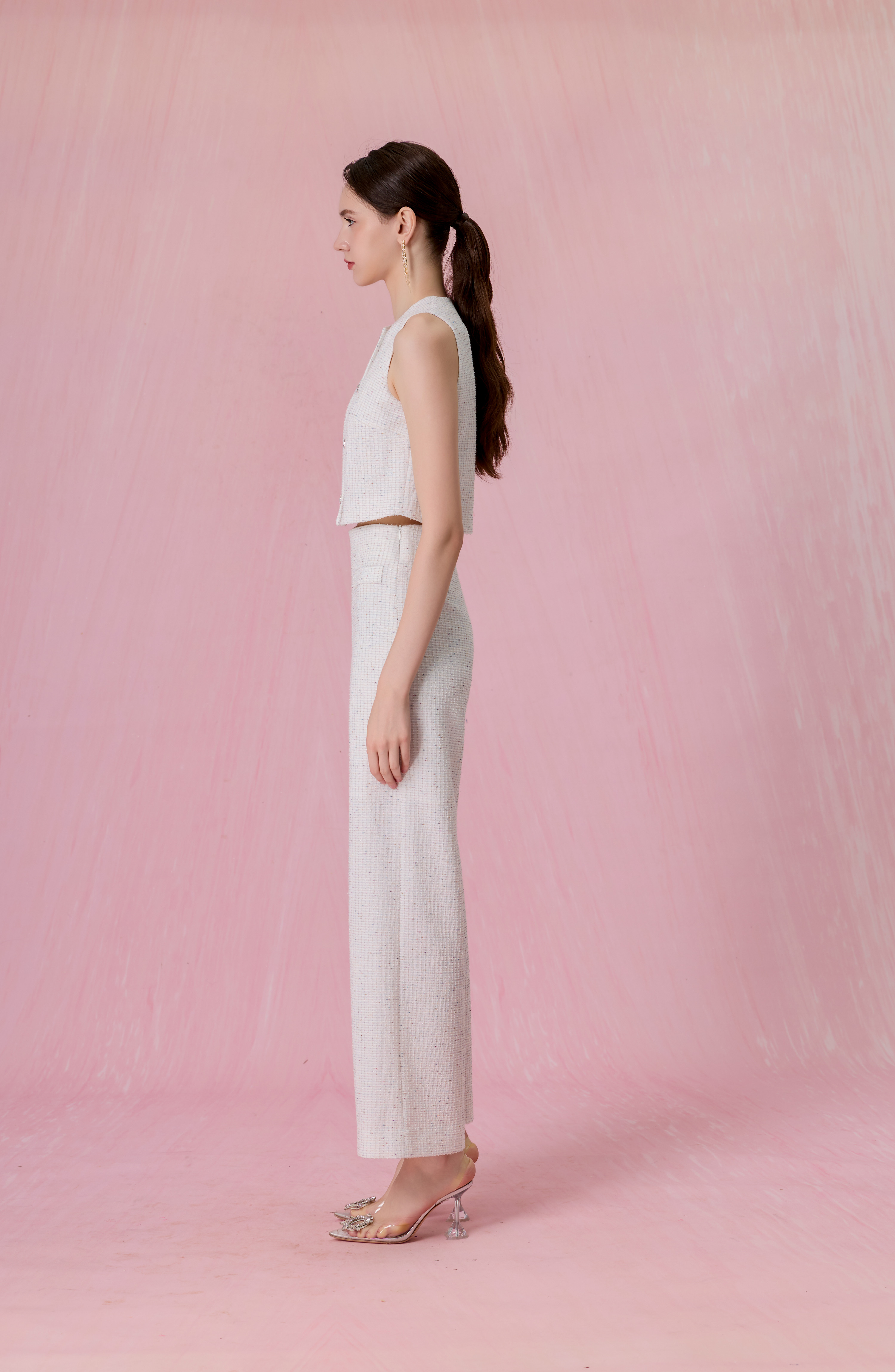 Cherrilyn White Tweed Vest Top