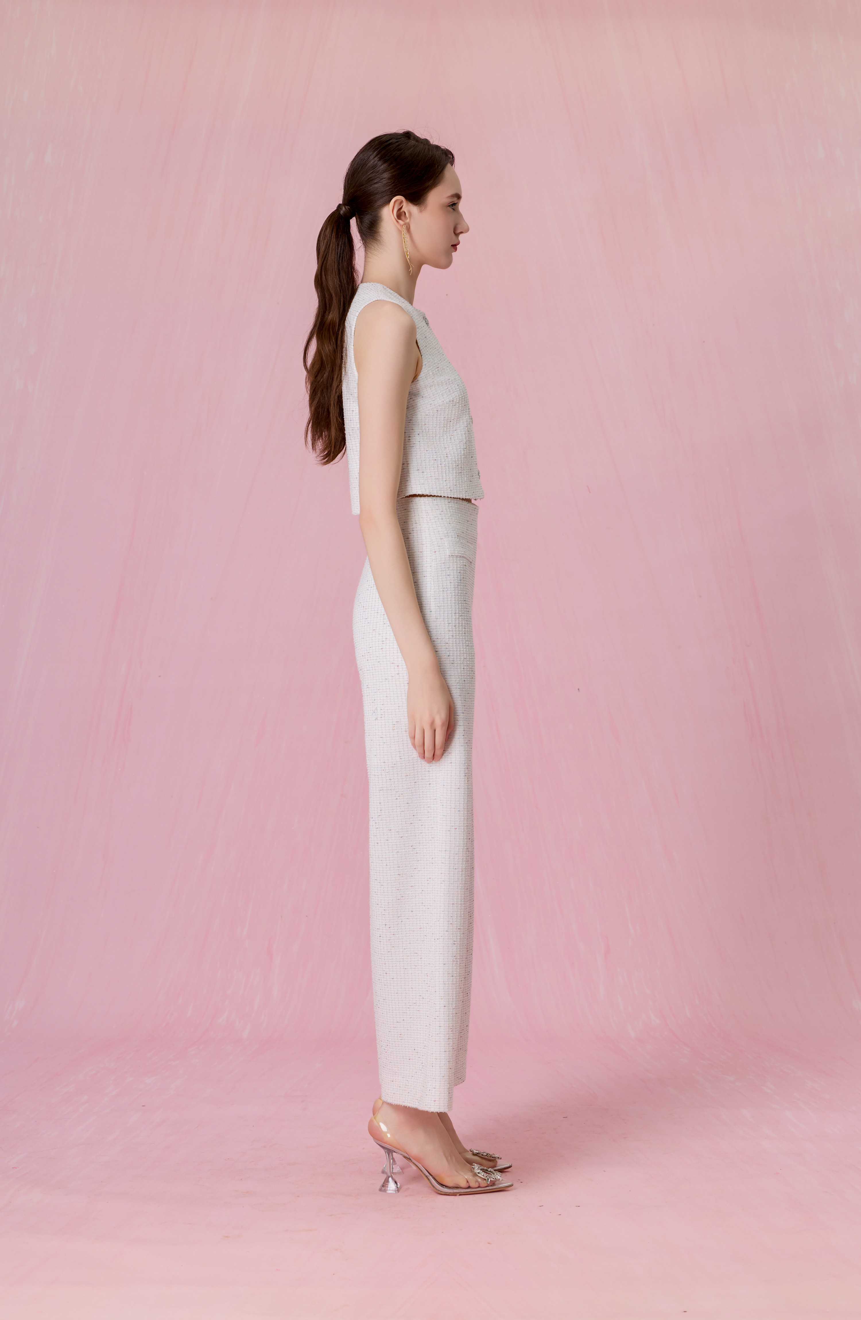 Cherrilyn White Tweed Vest Top