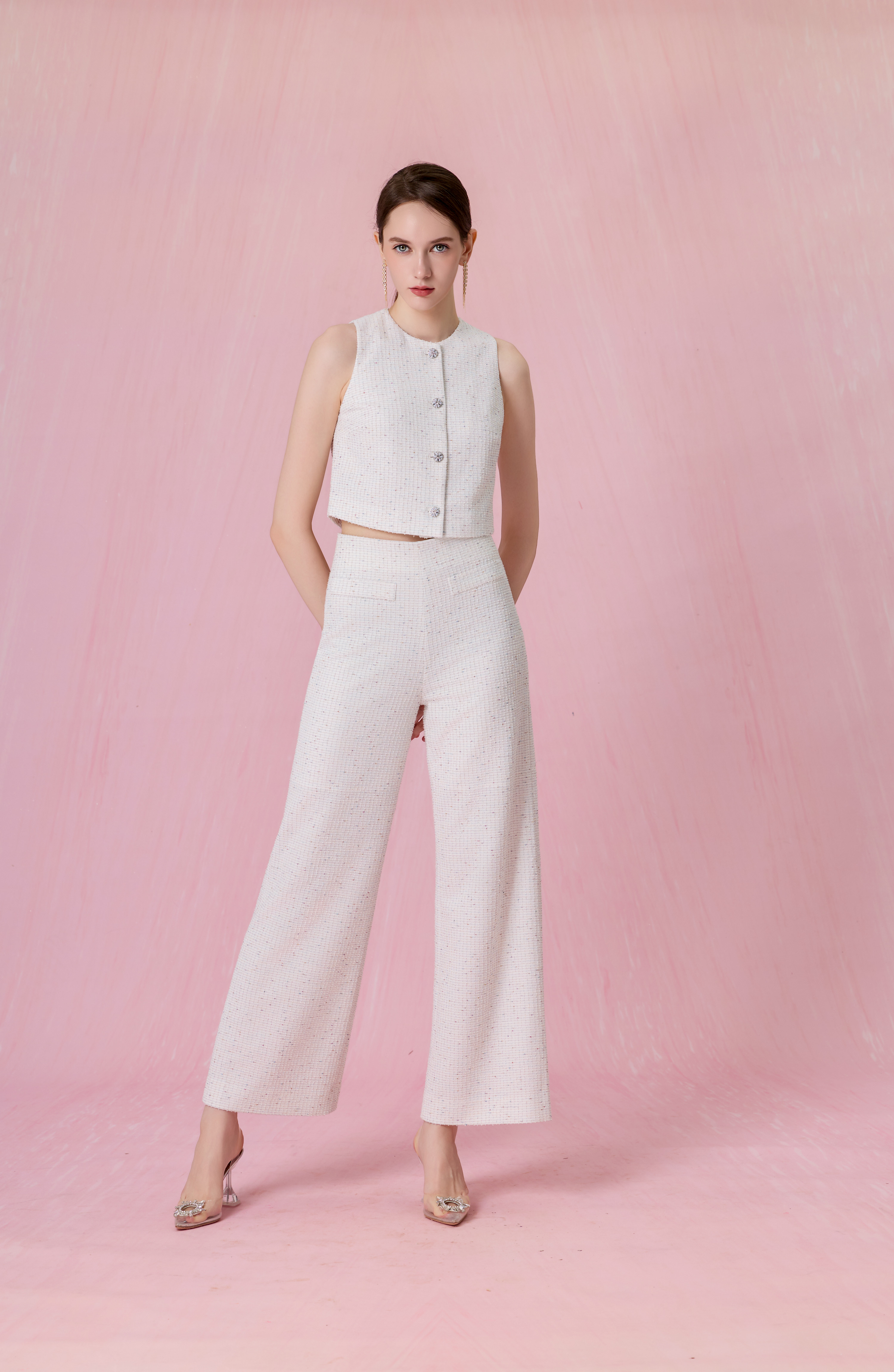 Cherrilyn White Tweed Vest Top