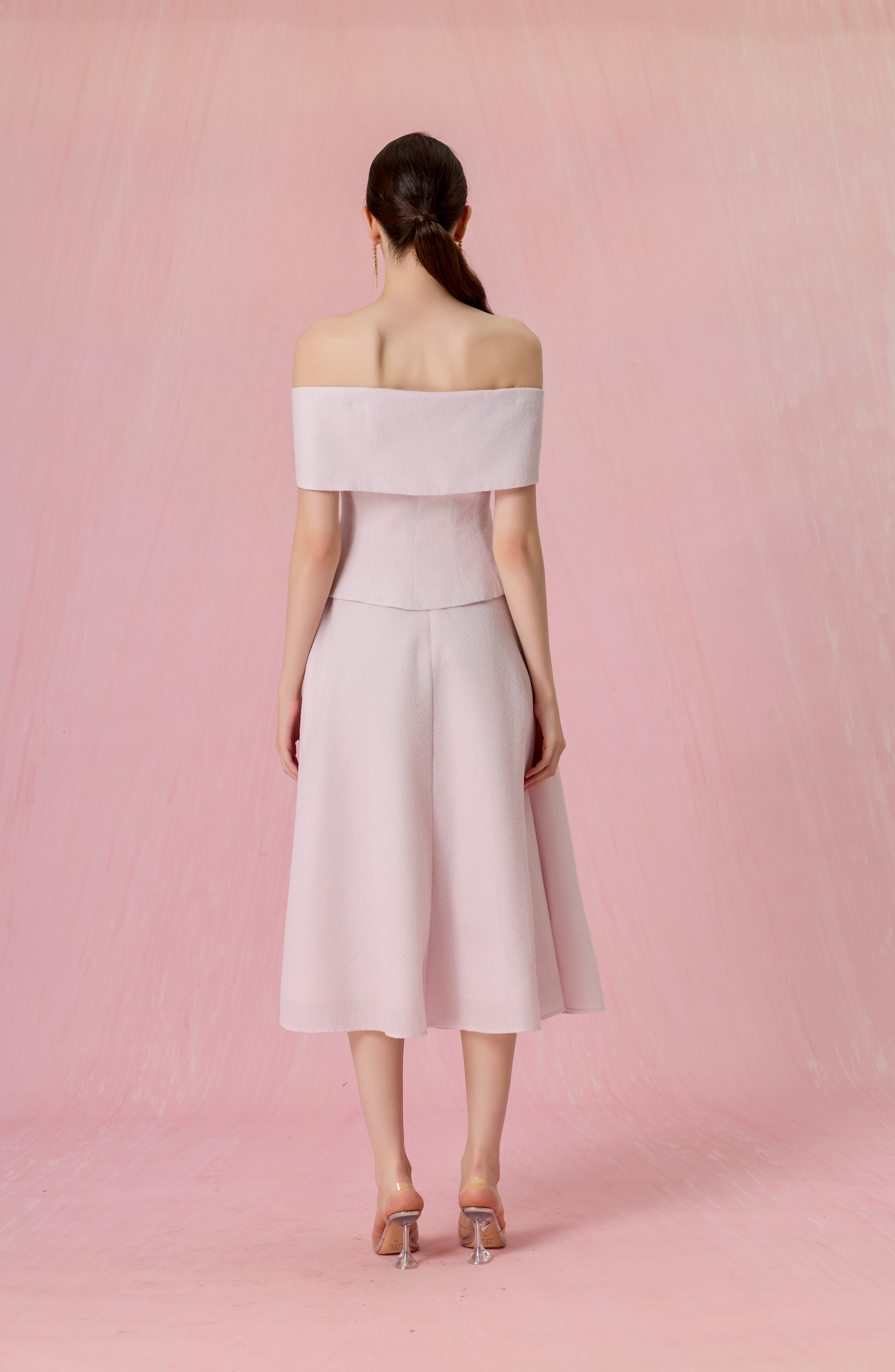 Cherrie Lilac Tweed A-Line Midi Skirt