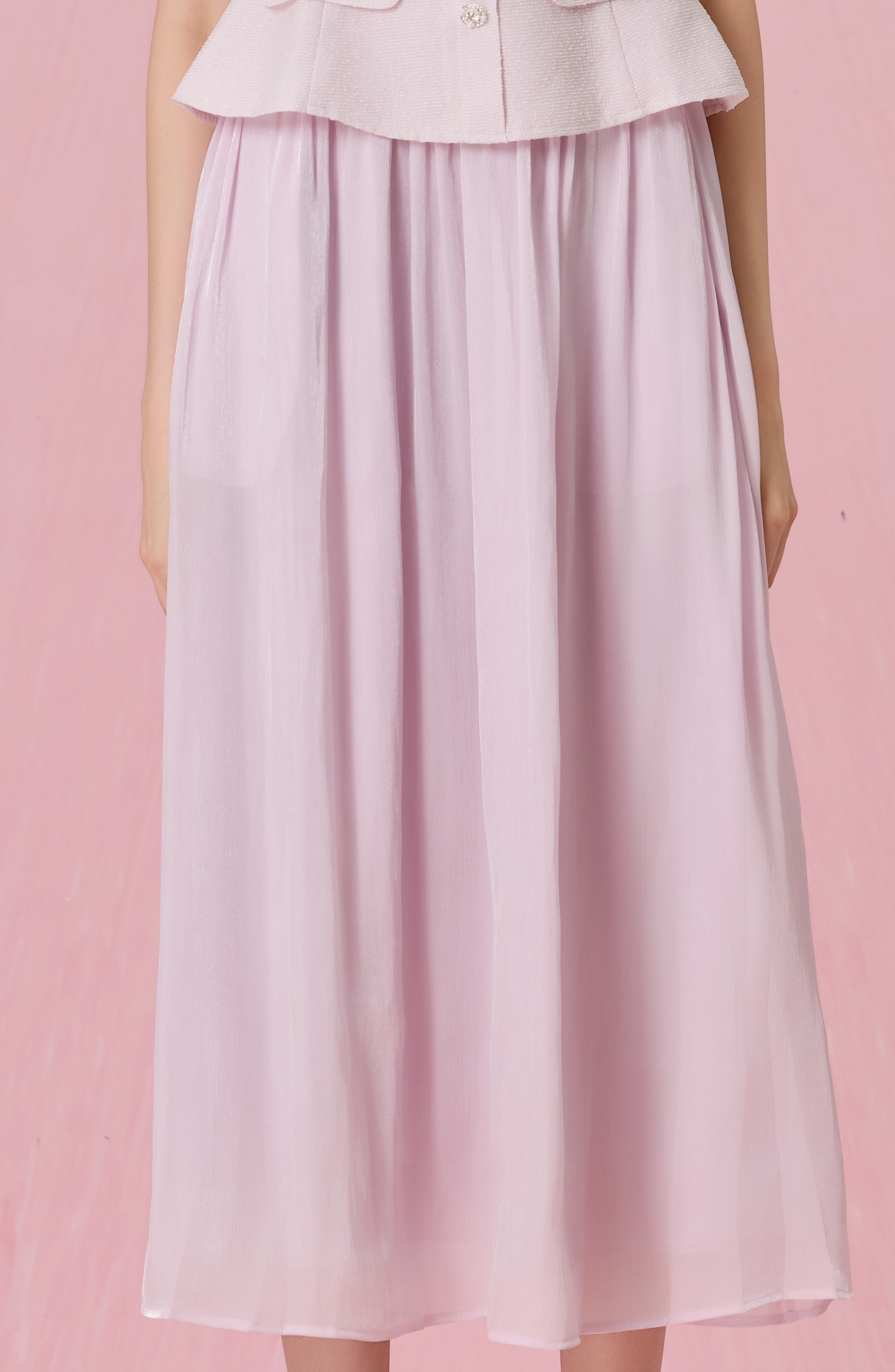 Cherita Lilac Organza Gathered Maxi Skirt
