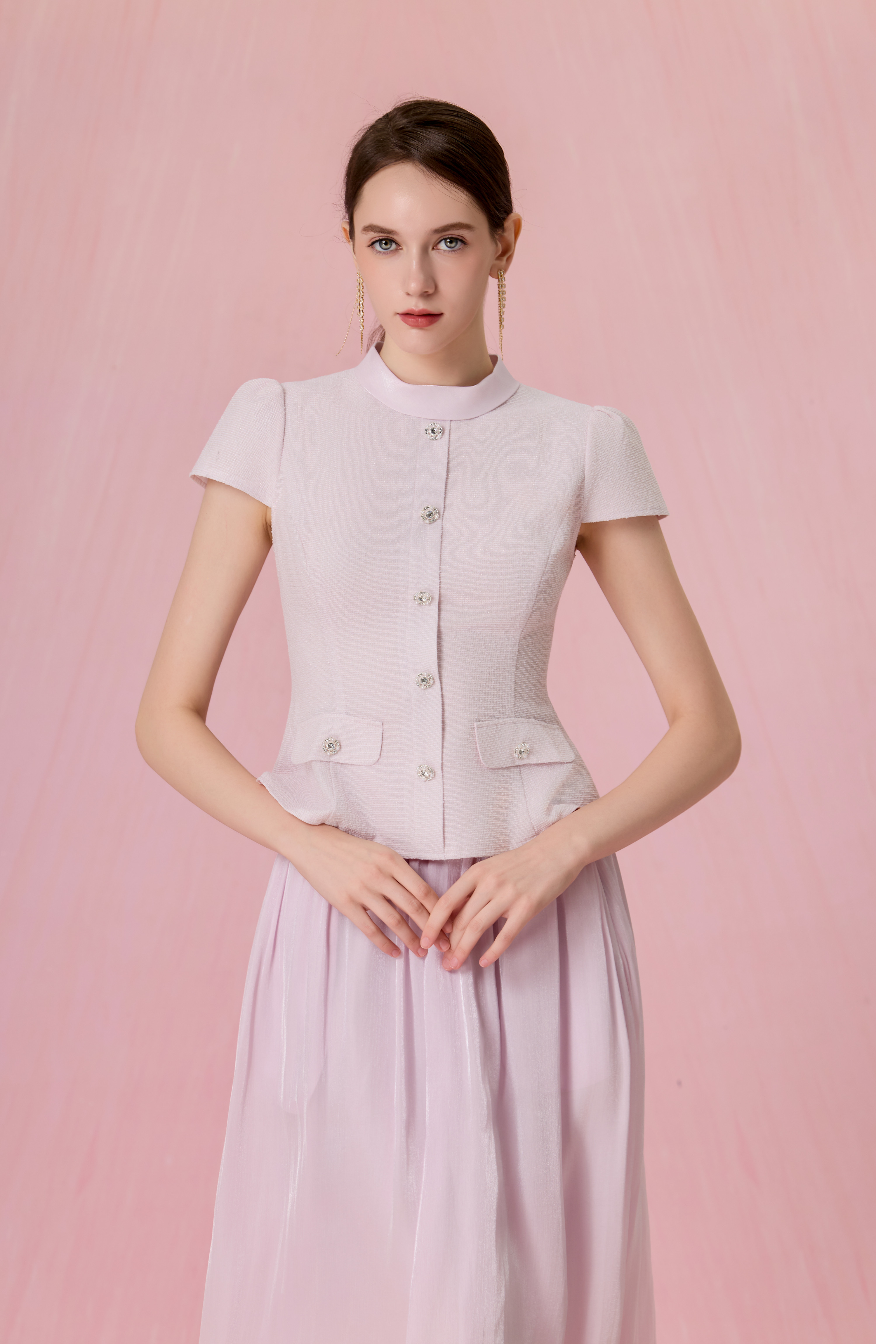 Cherita Lilac Organza Gathered Maxi Skirt
