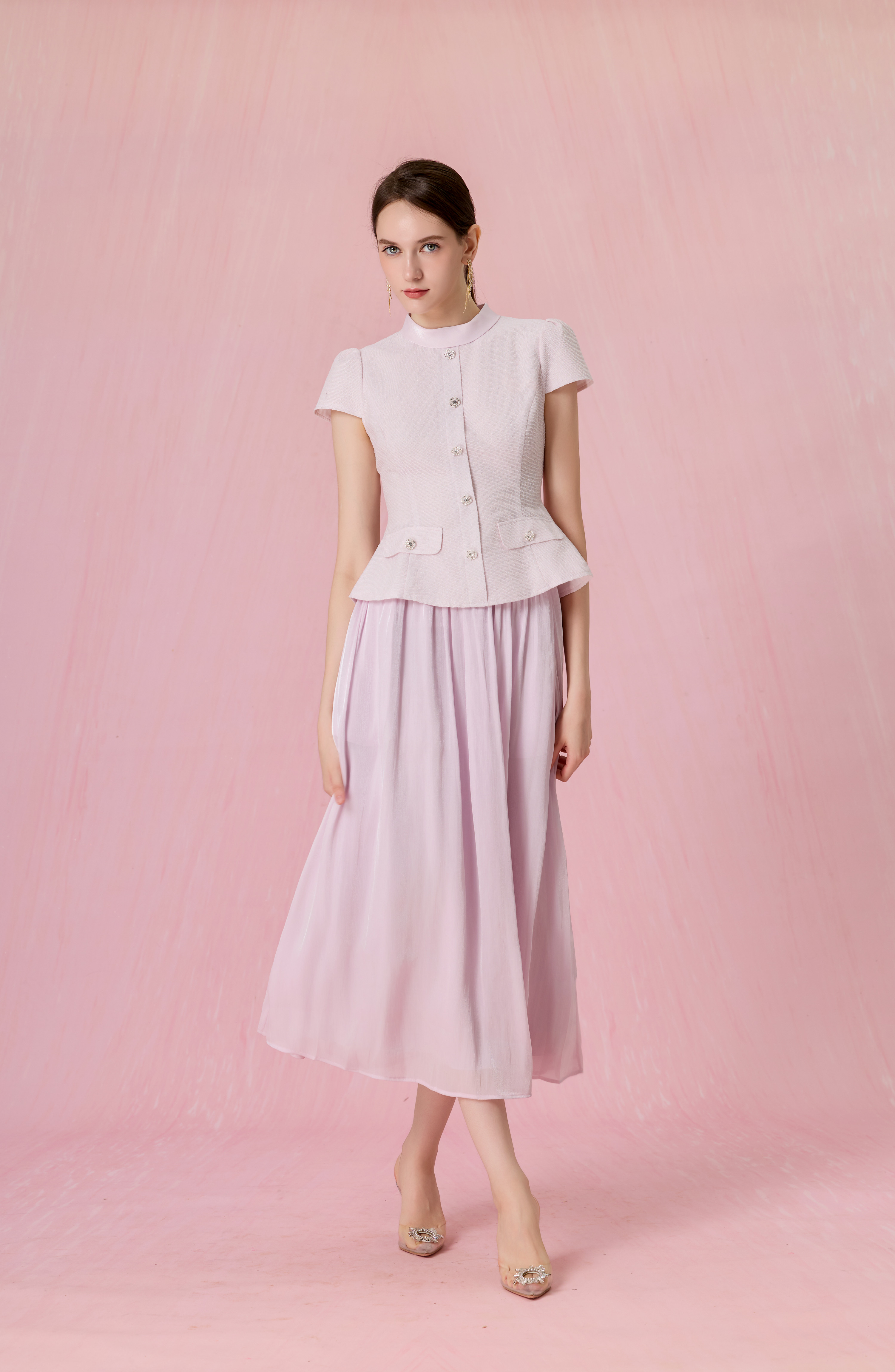 Cherita Lilac Organza Gathered Maxi Skirt