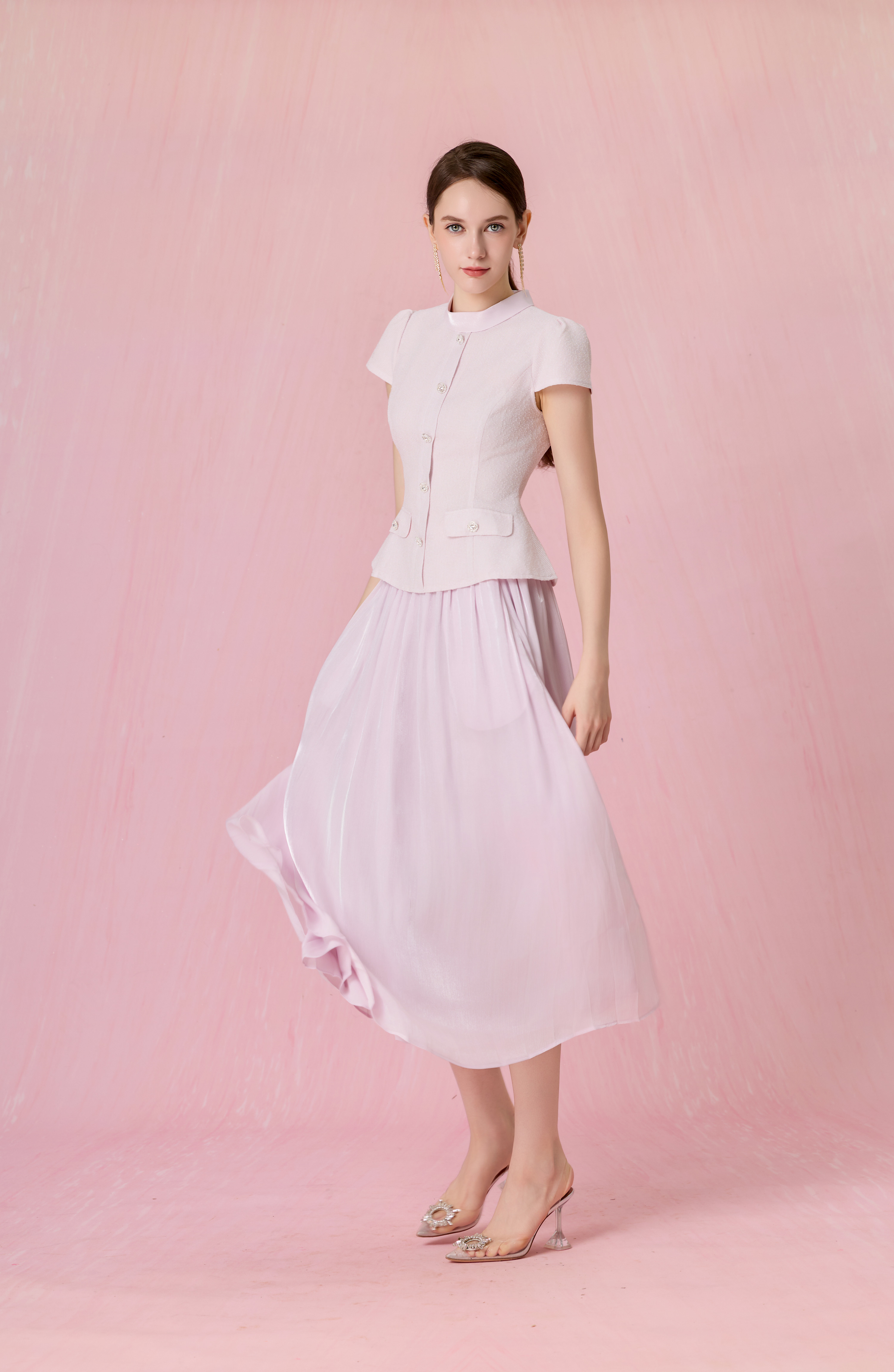 Cherita Lilac Organza Gathered Maxi Skirt