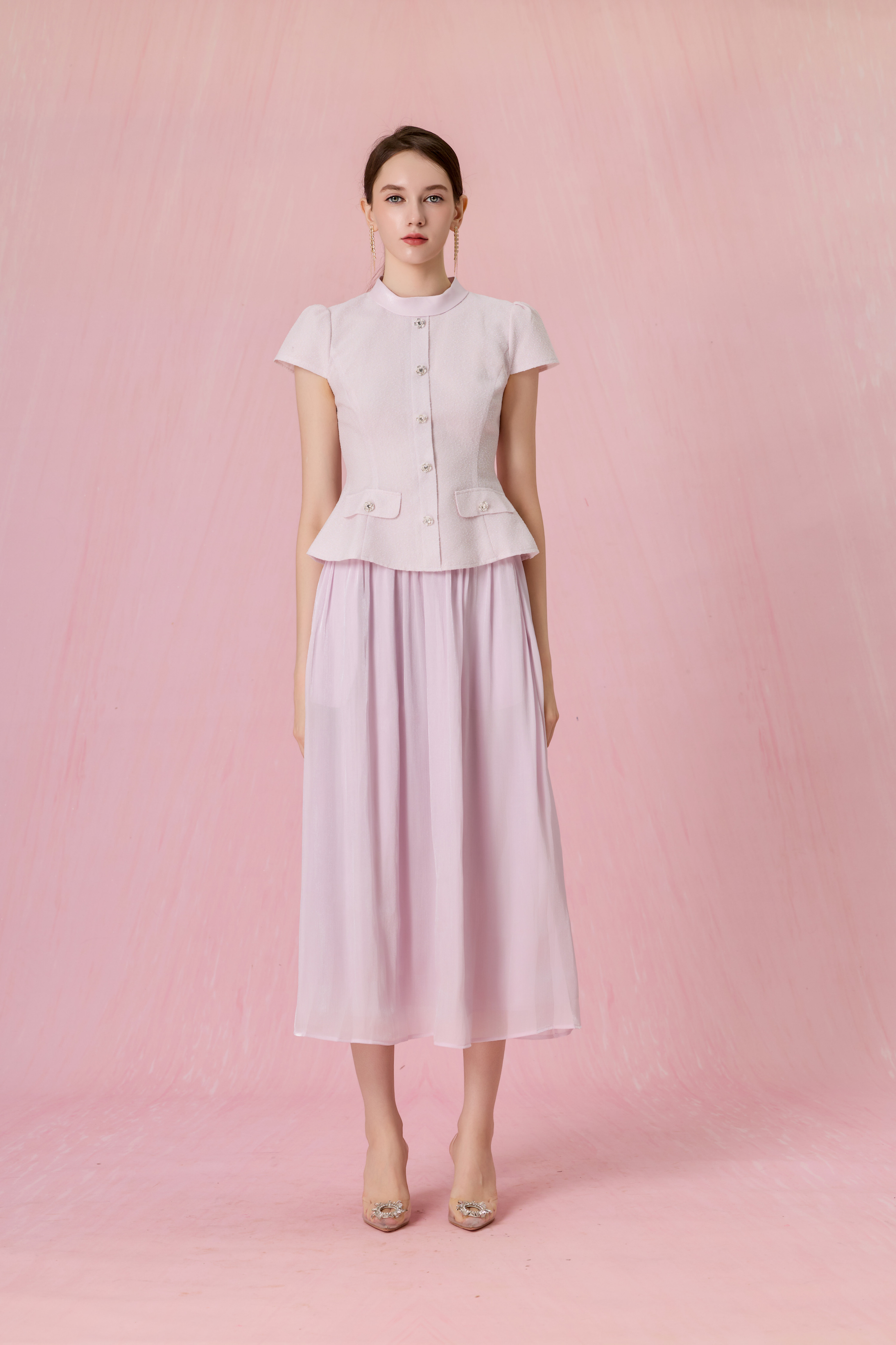 Cherita Lilac Organza Gathered Maxi Skirt