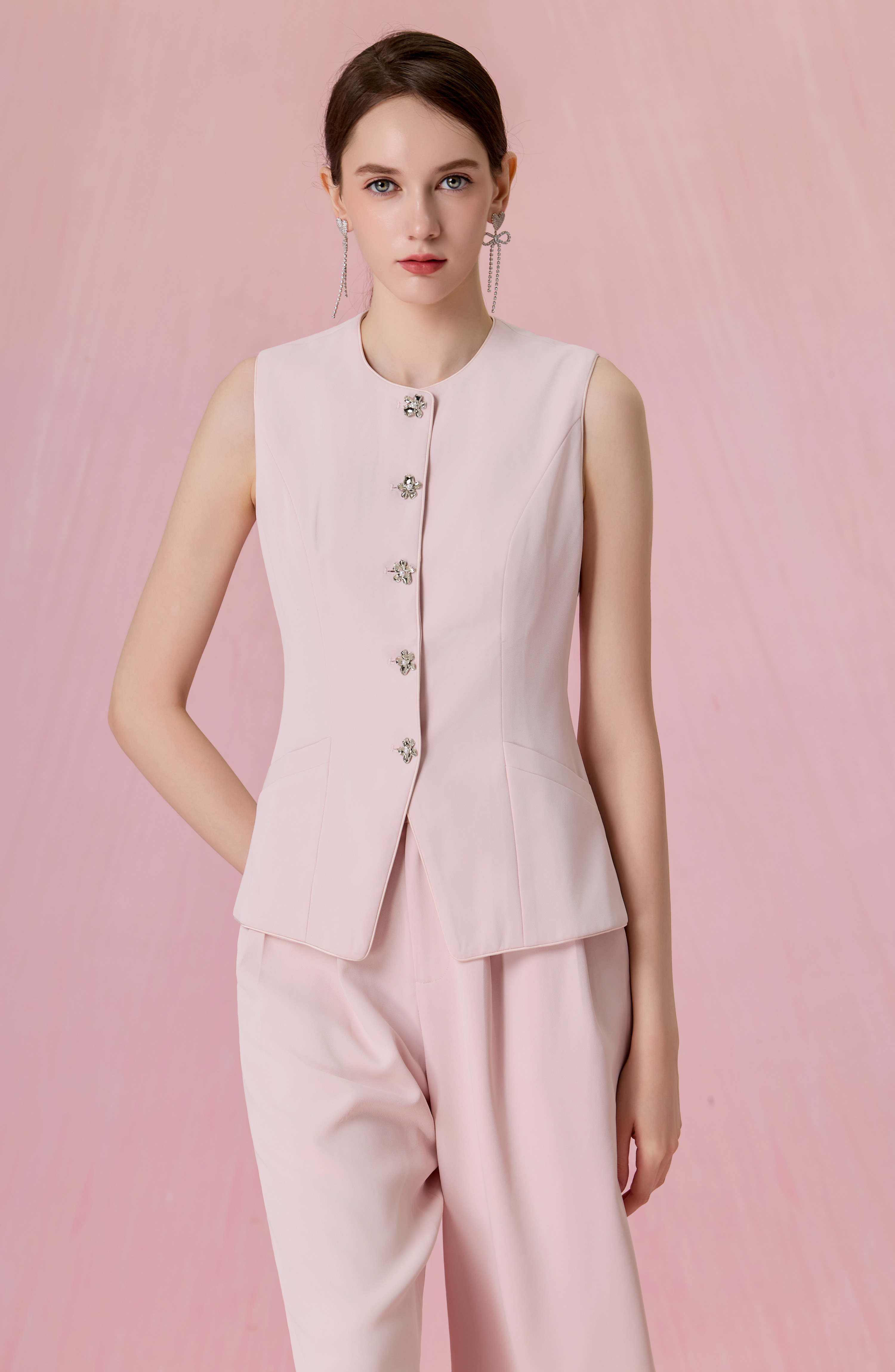 Cheralin Pink Longline Vest Top