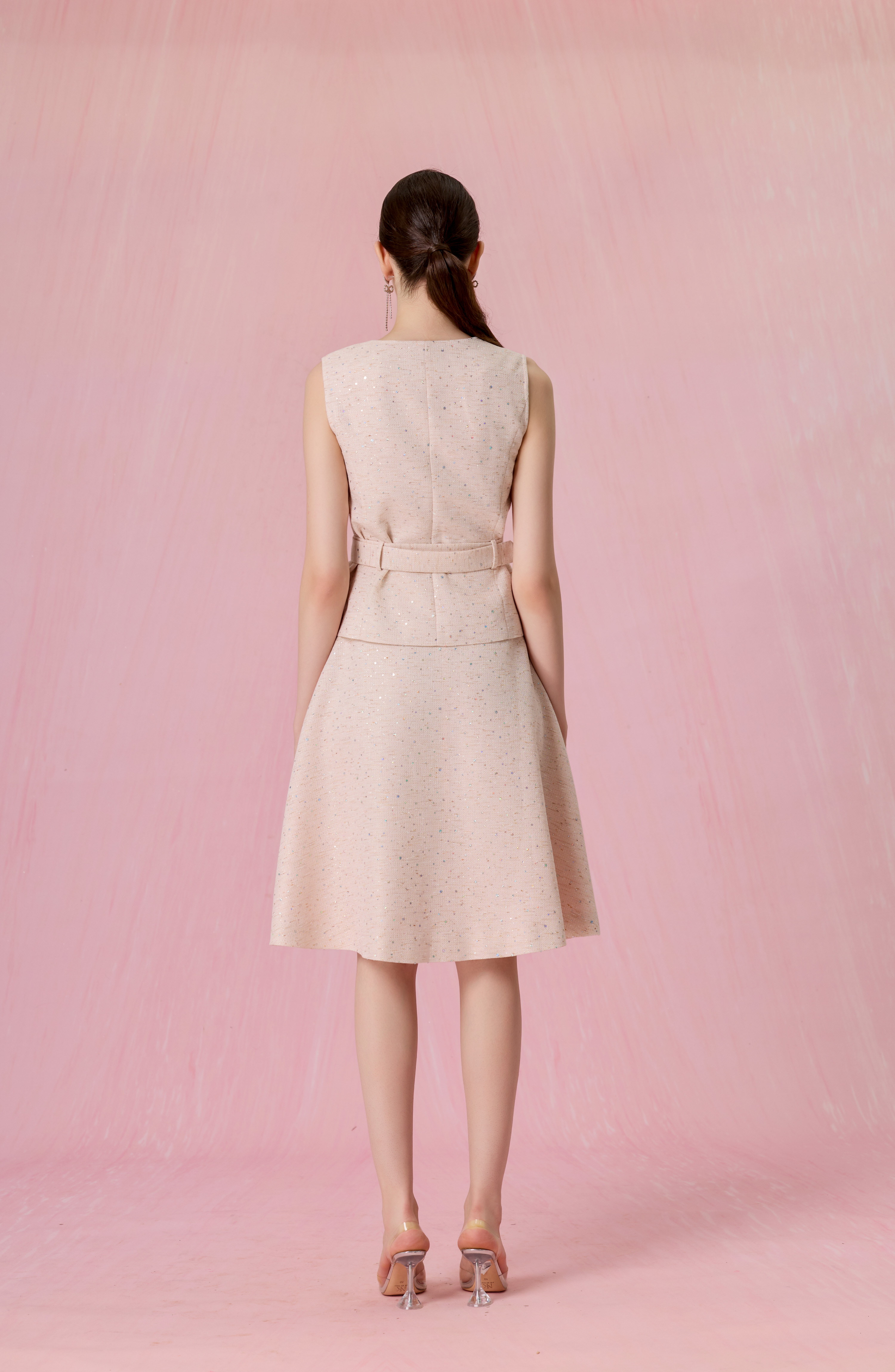 Cherrish Speckled Pink Tweed Vest Top