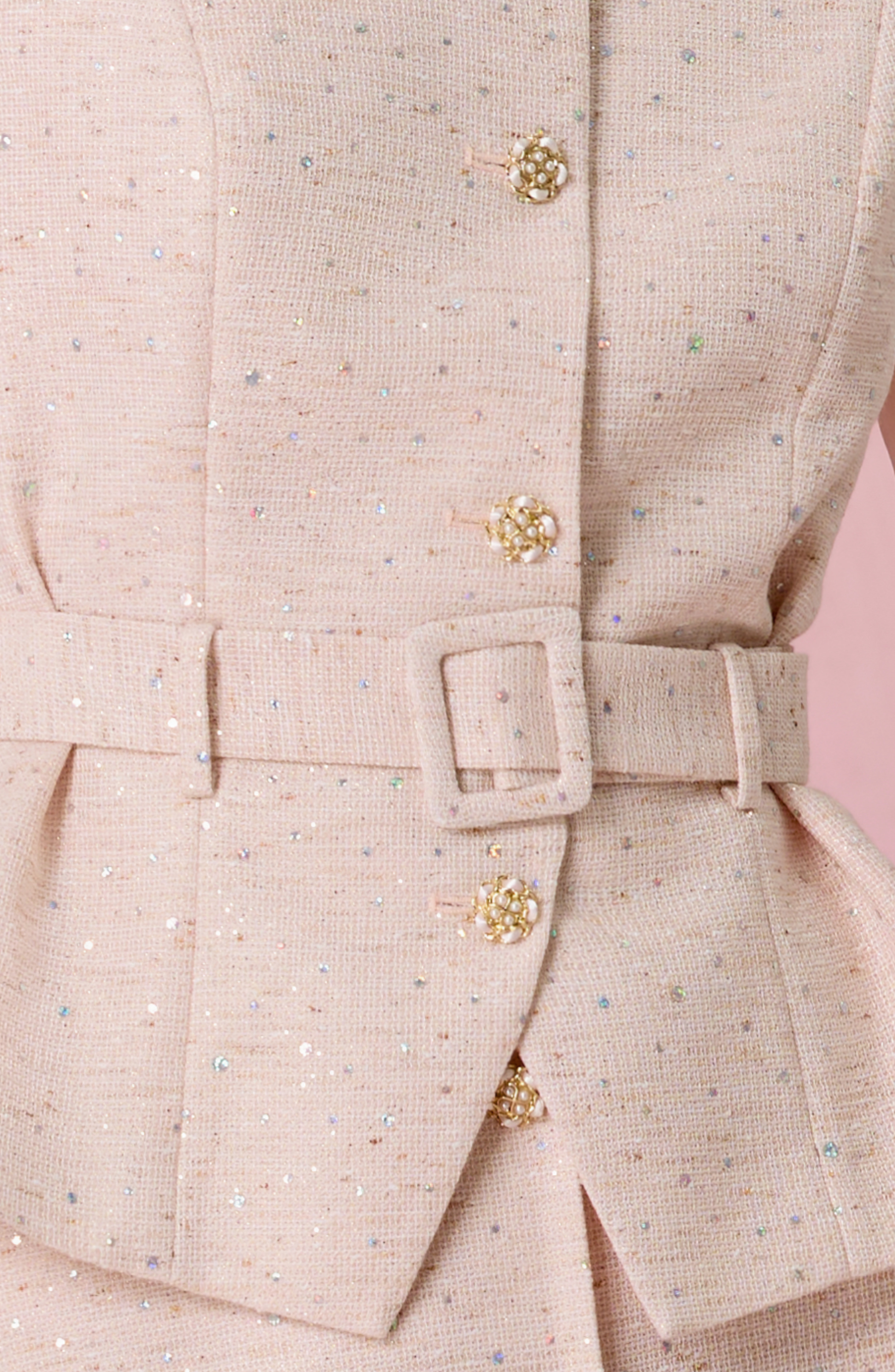 Cherrish Speckled Pink Tweed Vest Top