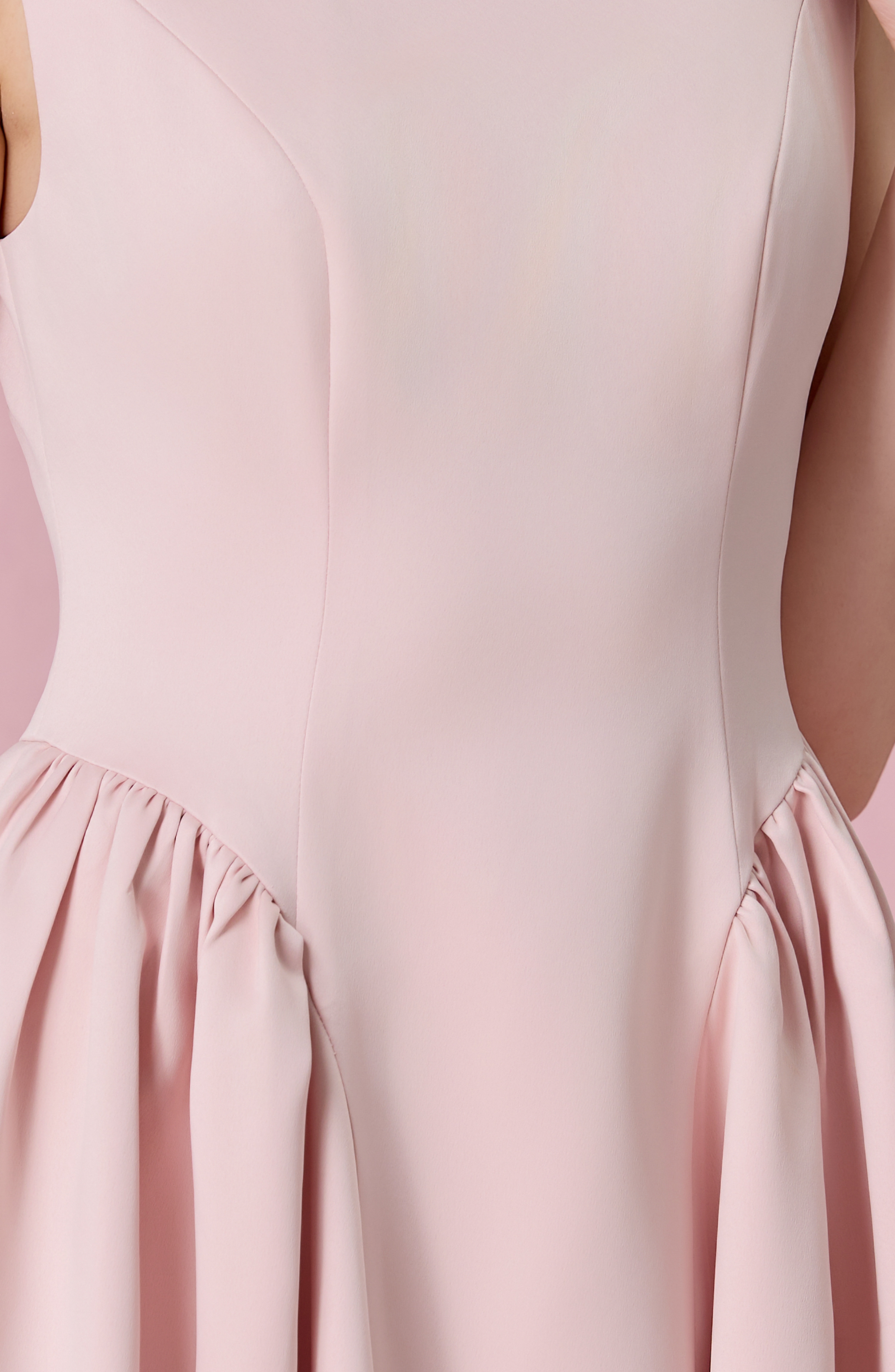 Cherice Blush Pink Fitted Drop Waist Midi Dress