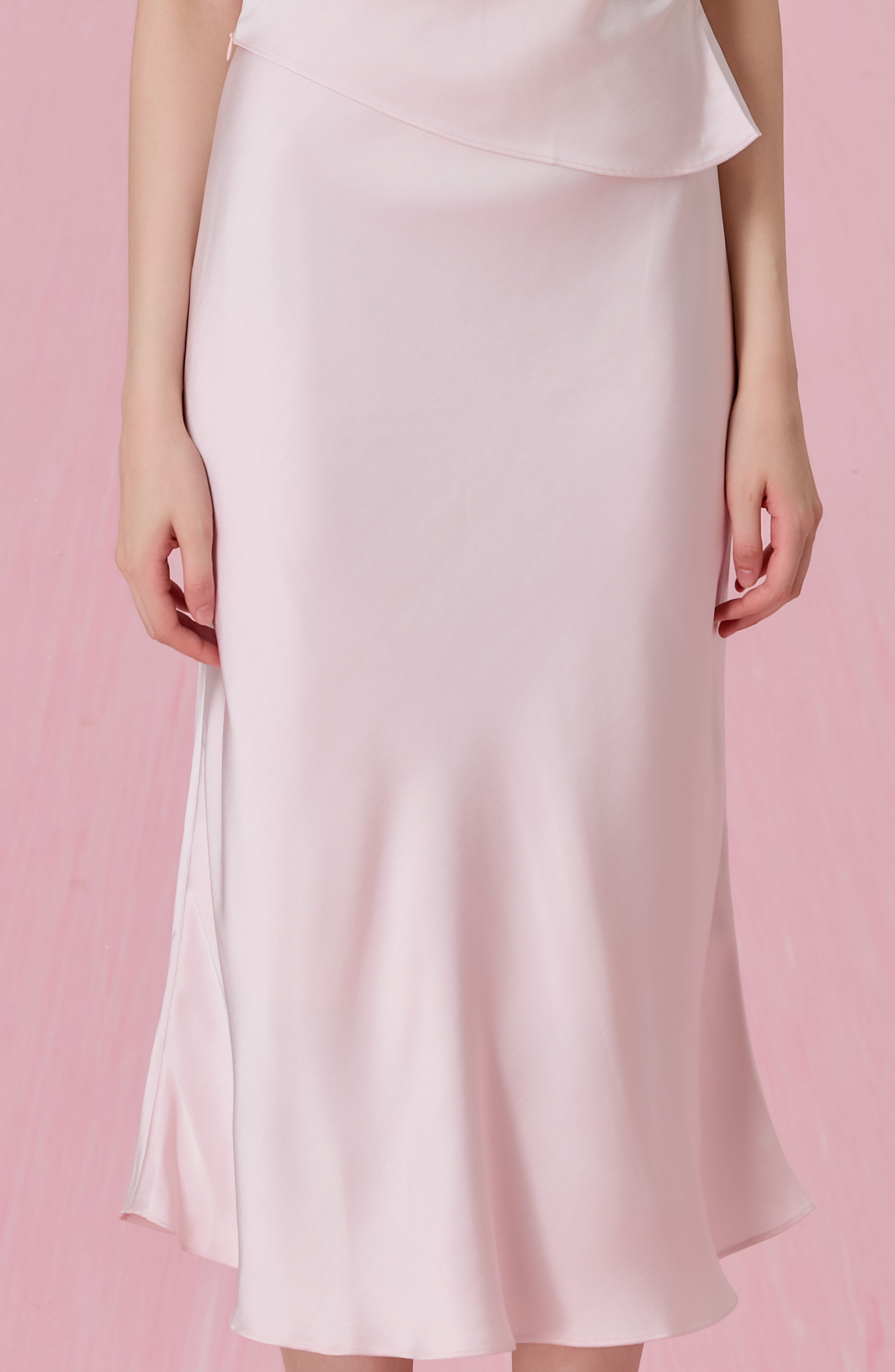 Cortney Light Pink Bias-Cut Maxi Skirt