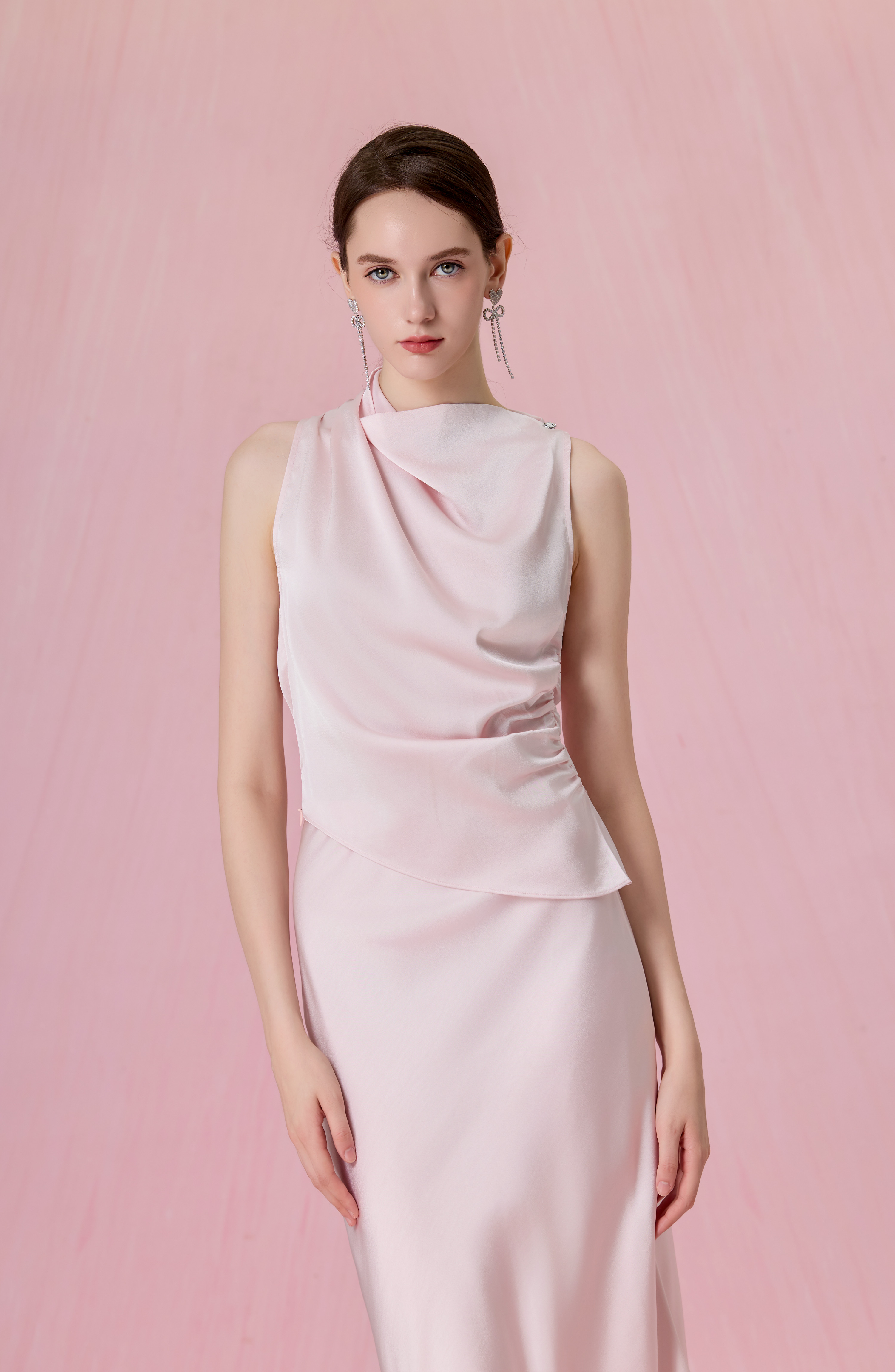 Cortney Light Pink Bias-Cut Maxi Skirt