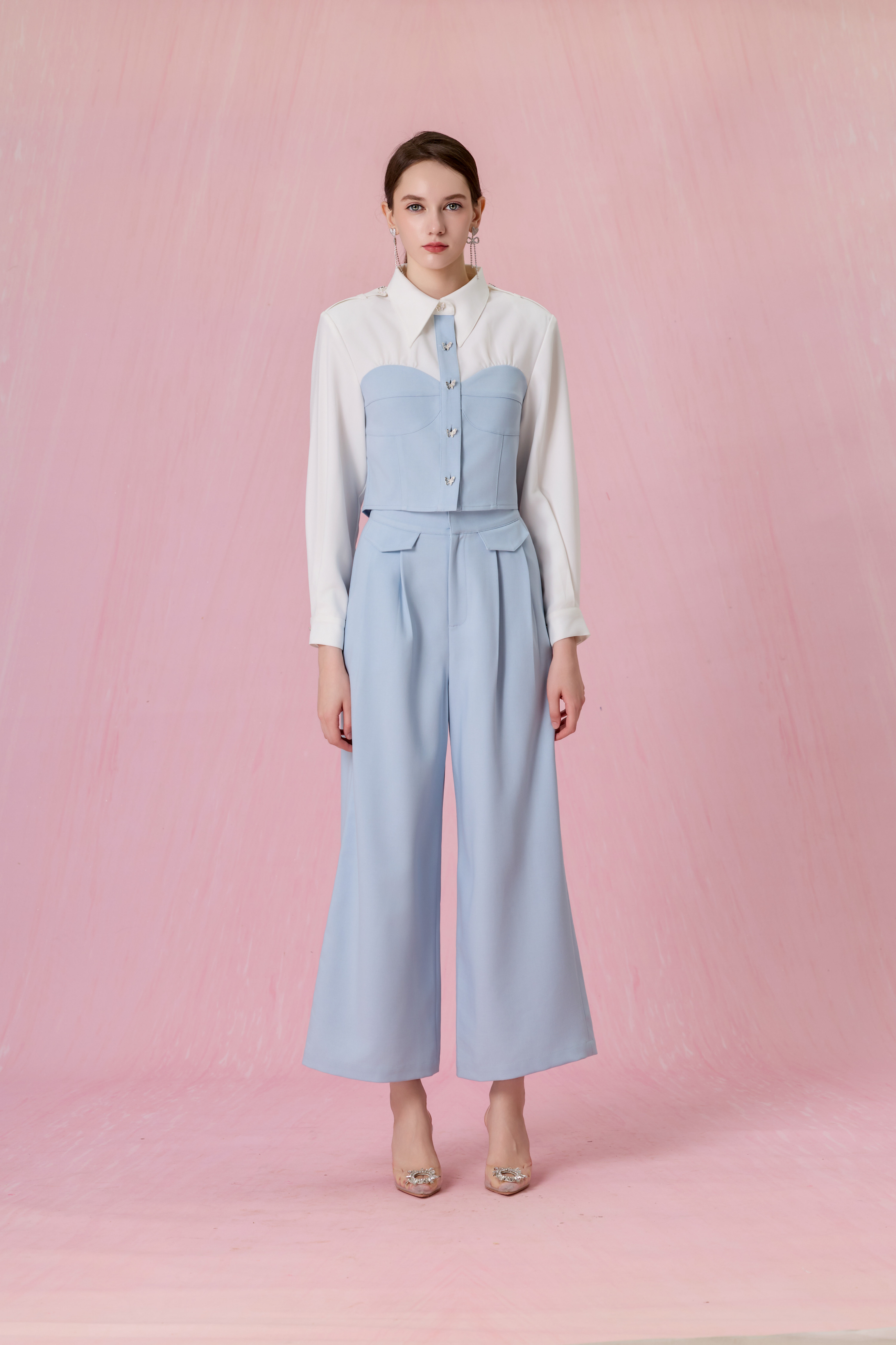 Cherisa Blue Wide-Leg Pants