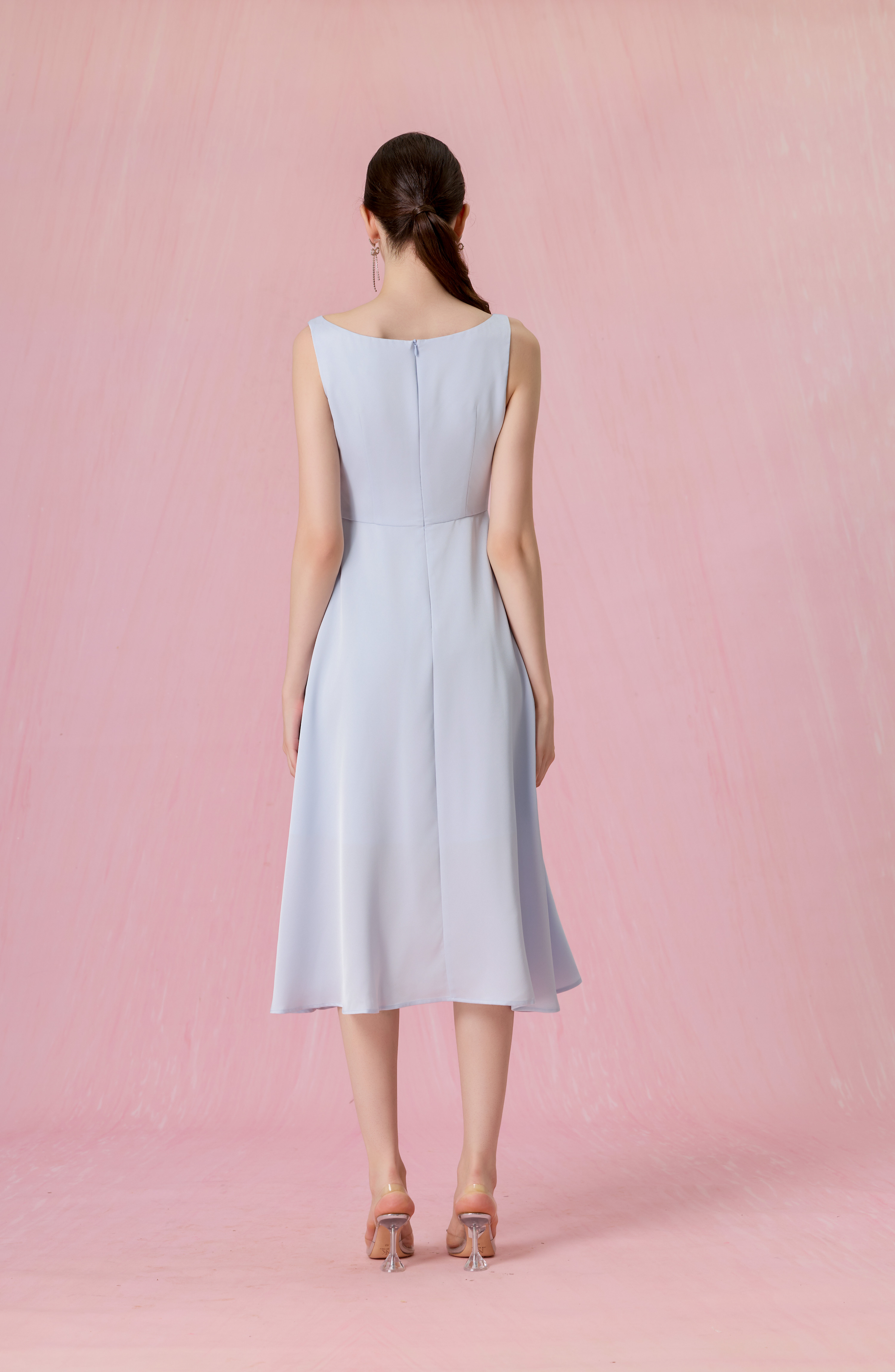 Cherilynne Sky Blue V-neck Asymmetrical Dress