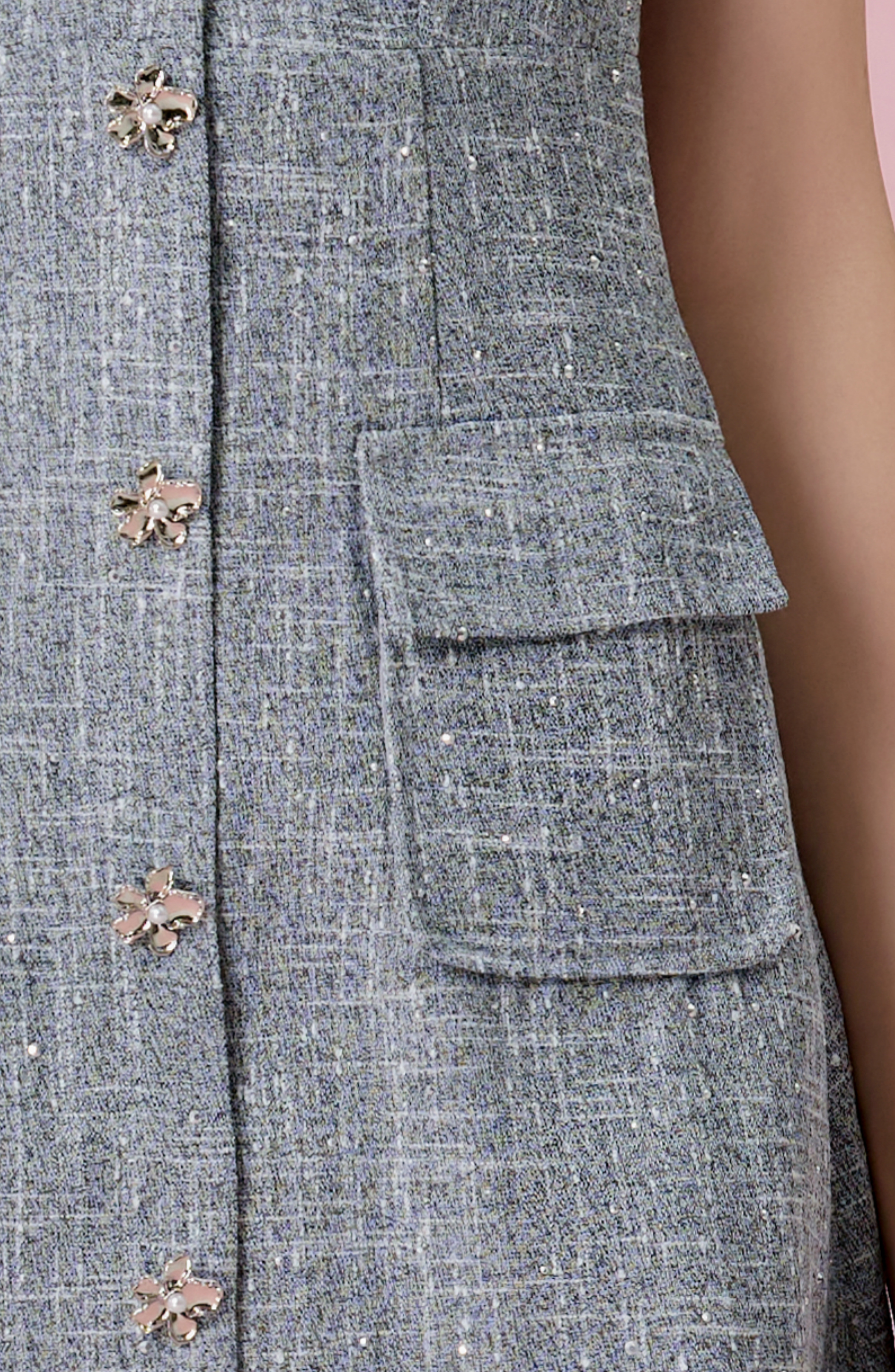 Cheresse Grey Tweed Sleeveless A-Line Dress