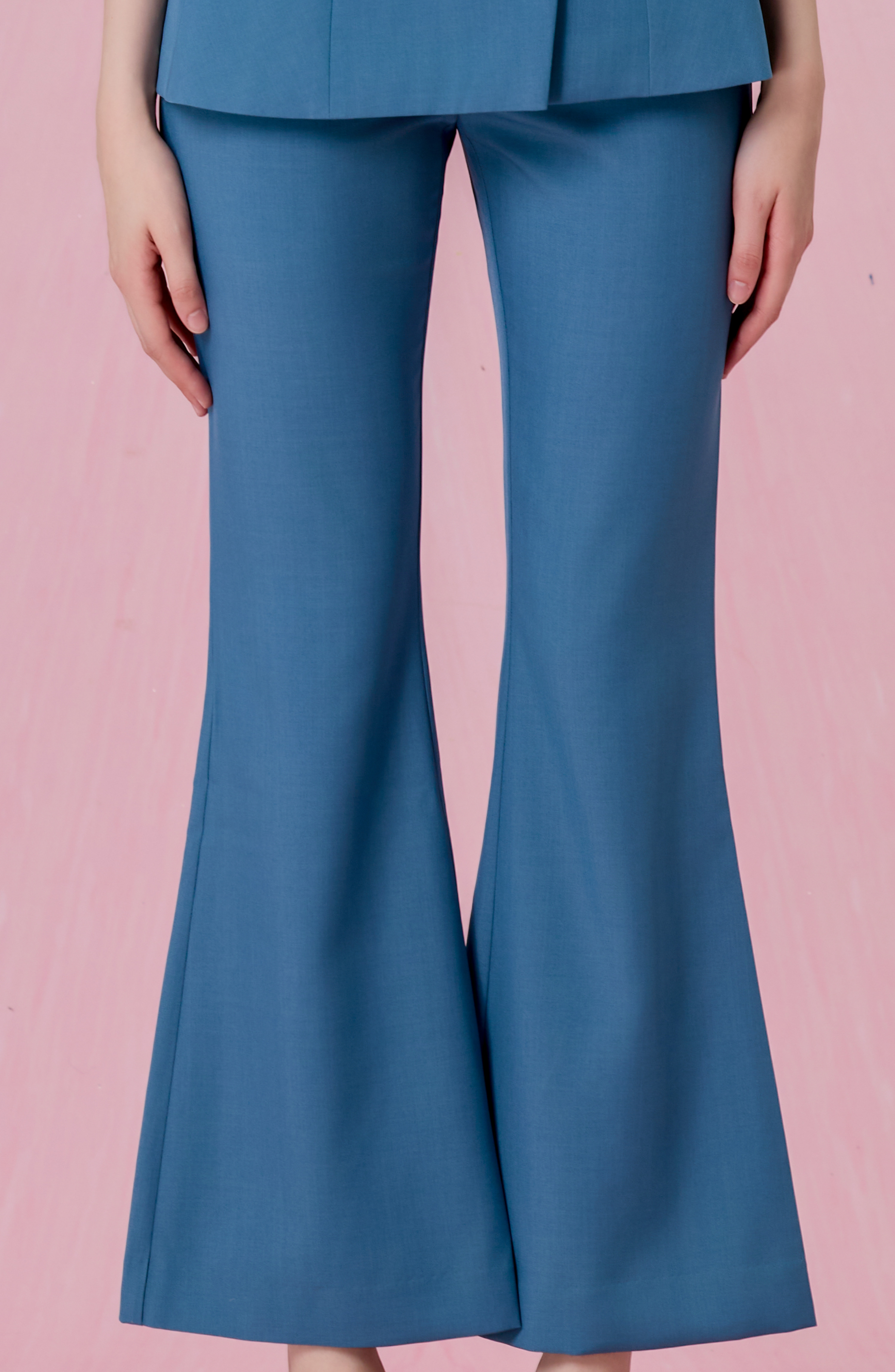 Chontel Slate Blue Structured High-Rise Flare Pants