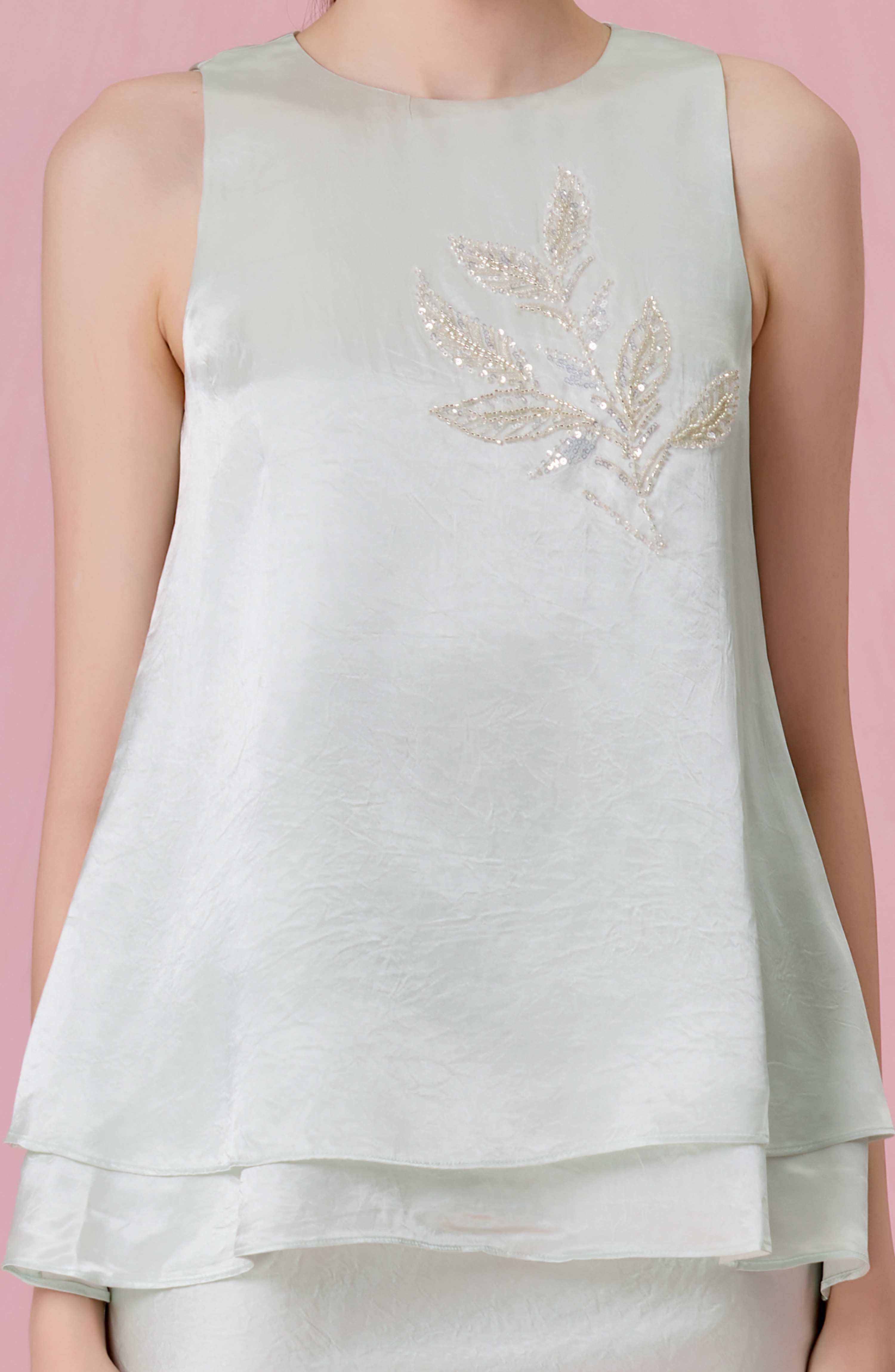Cherise Light Green Double-Layer Swing Top