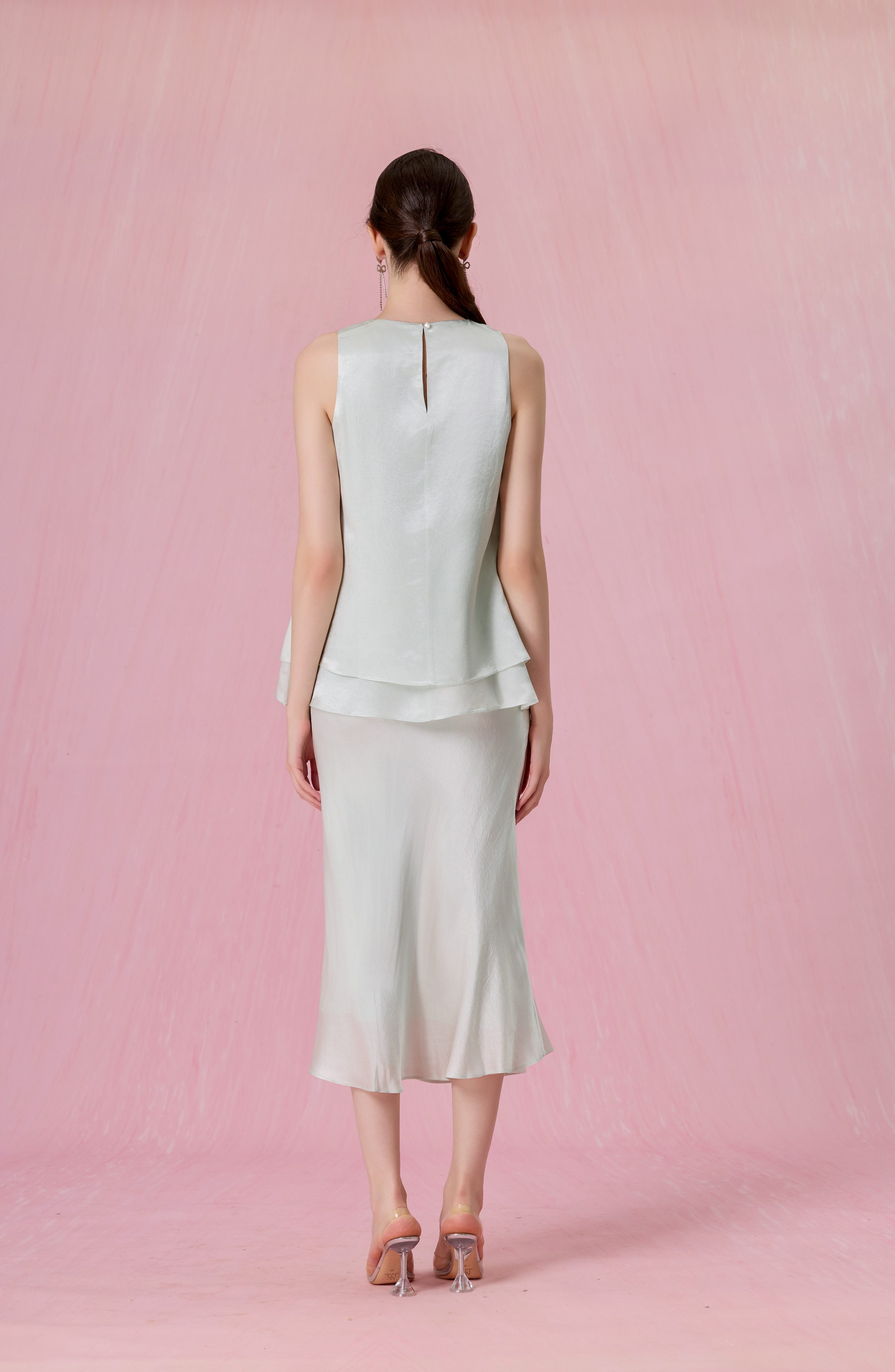 Cherise Light Green Double-Layer Swing Top