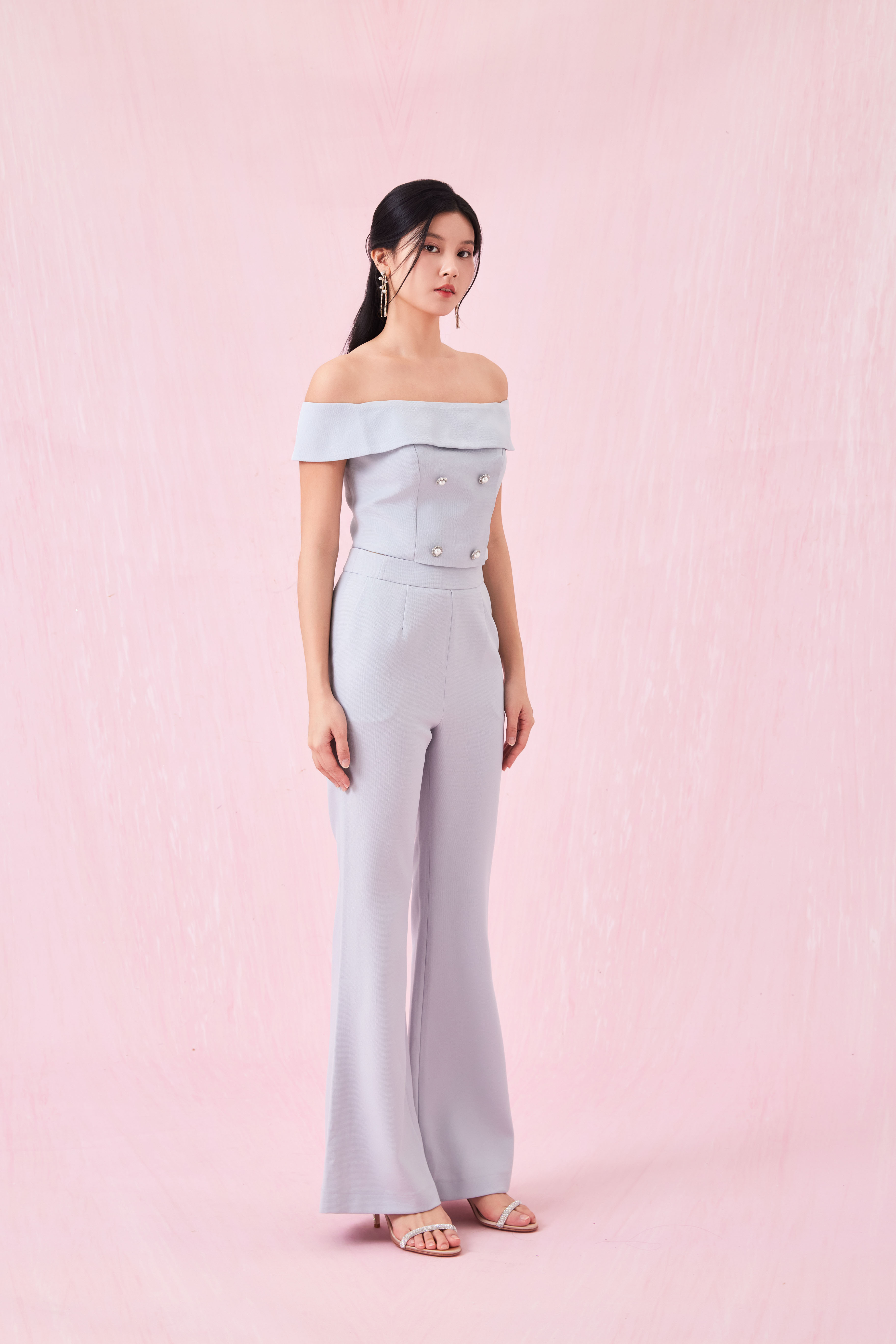 Arnett Slate Blue Off Shoulder Top