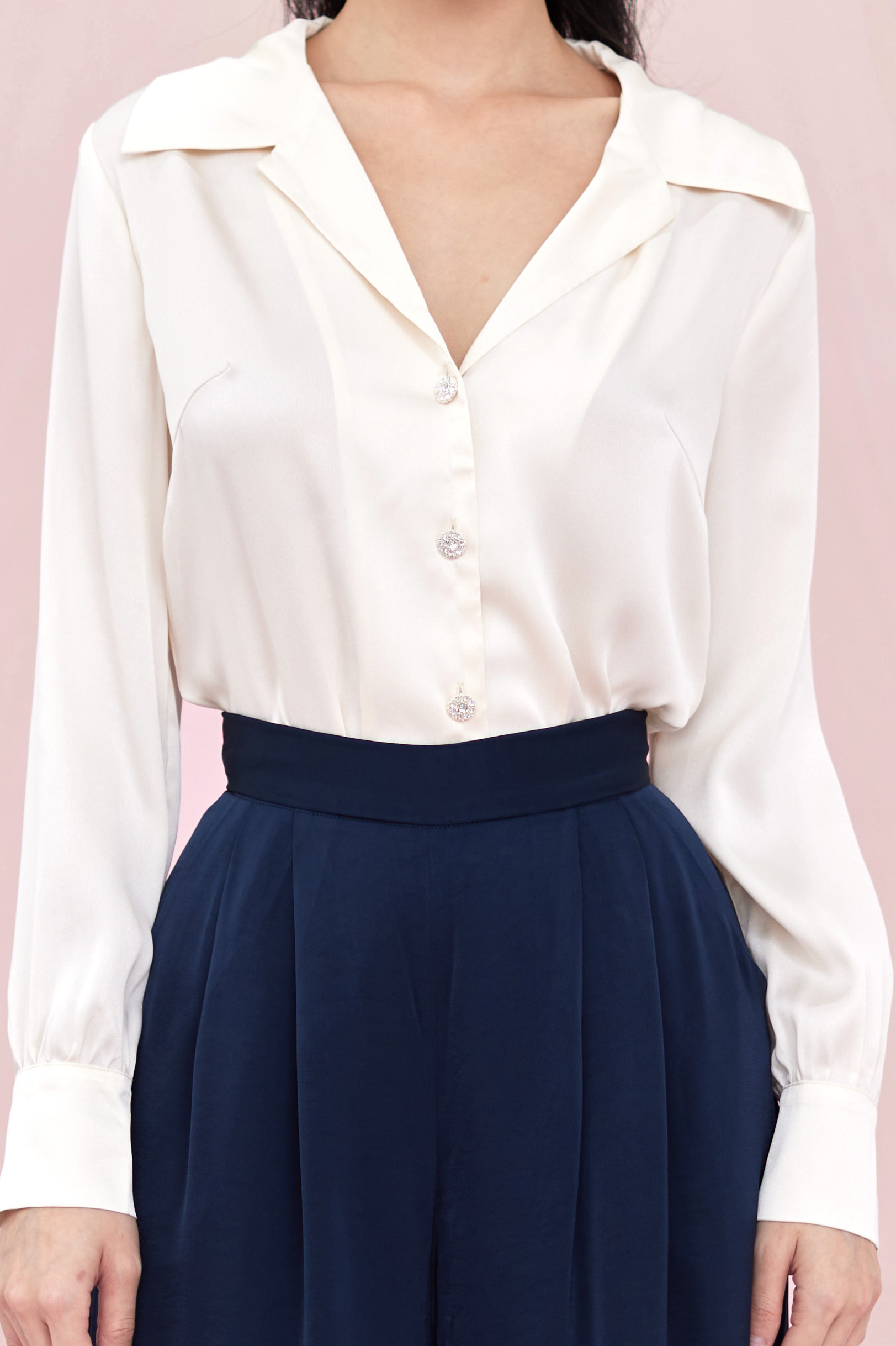 Belisse Cream Long Sleeve Top