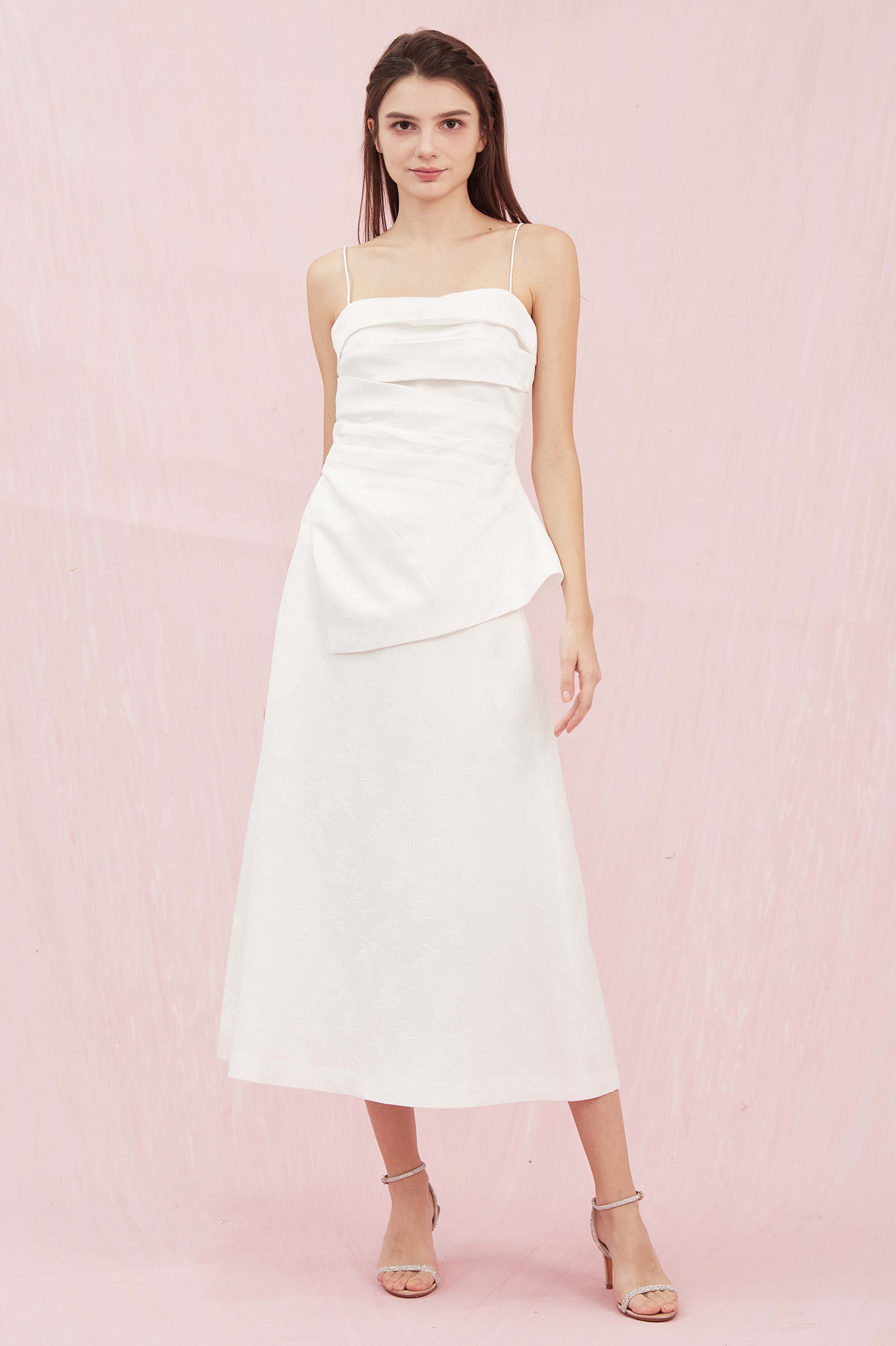 Azure White Jacquard A-line Skirt