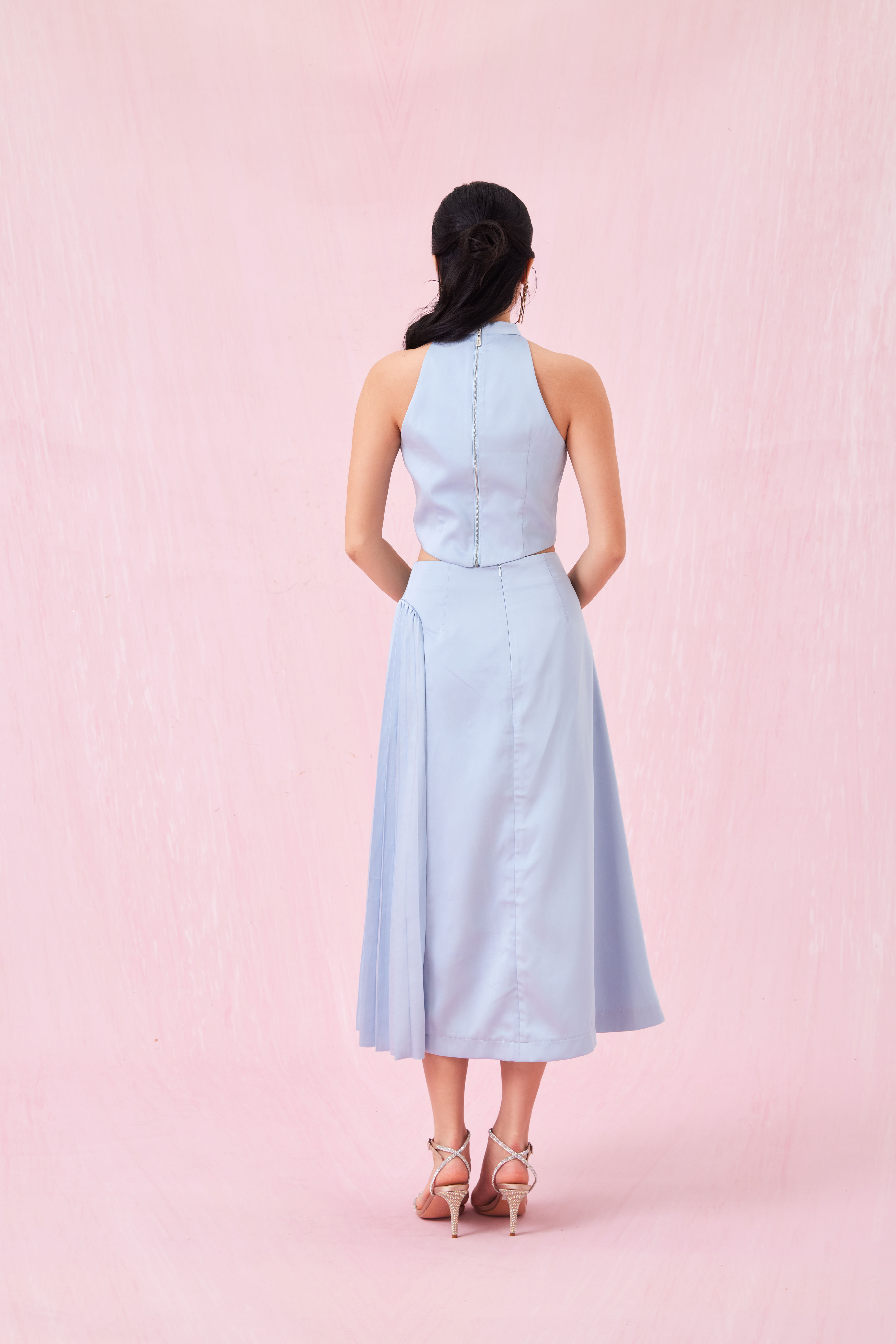 Cendrine Blue Satin Halter Top