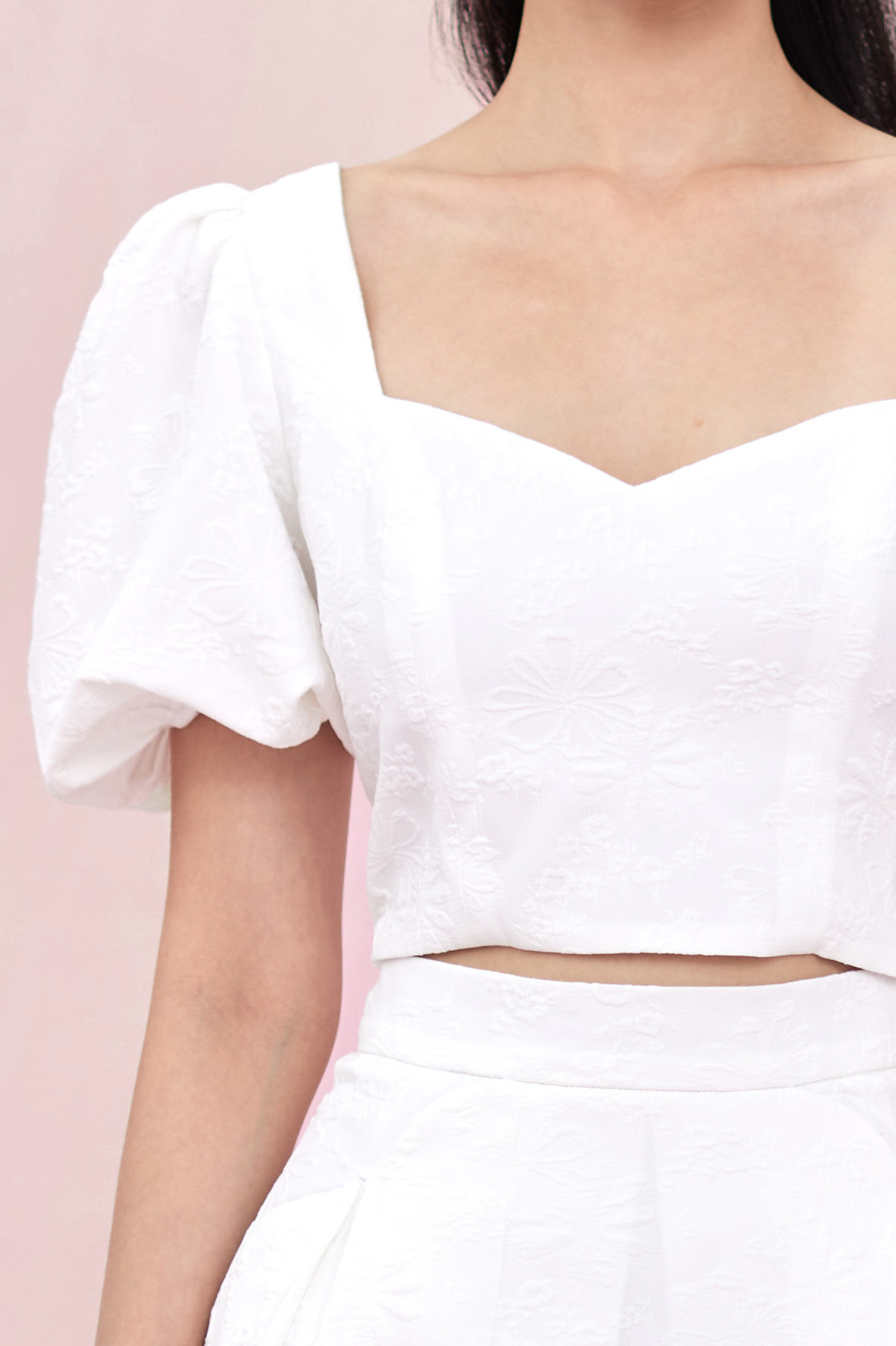 Geeta White Jacquard Top