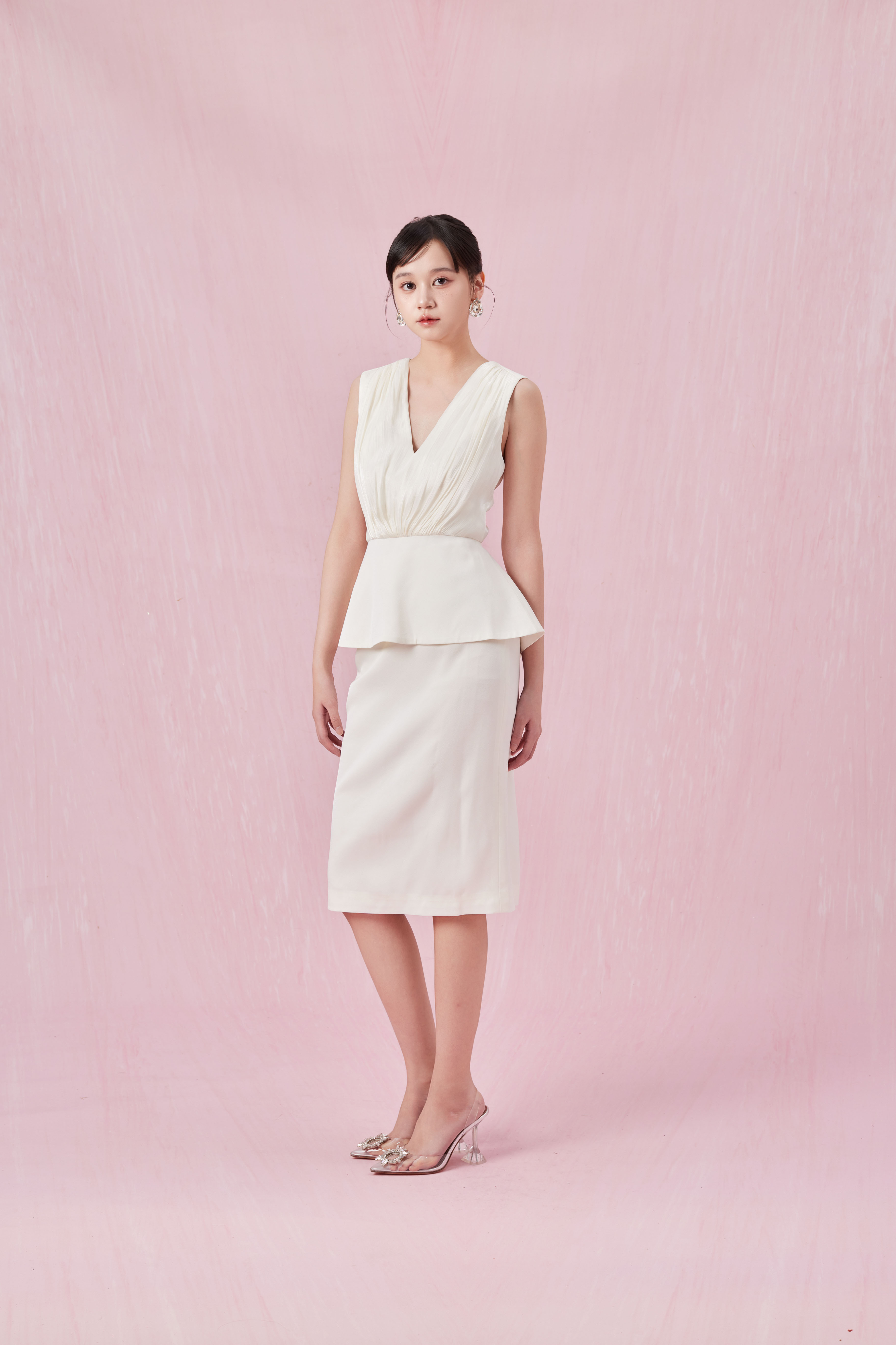 Chantea Cream V-Neck Sleeveless Top