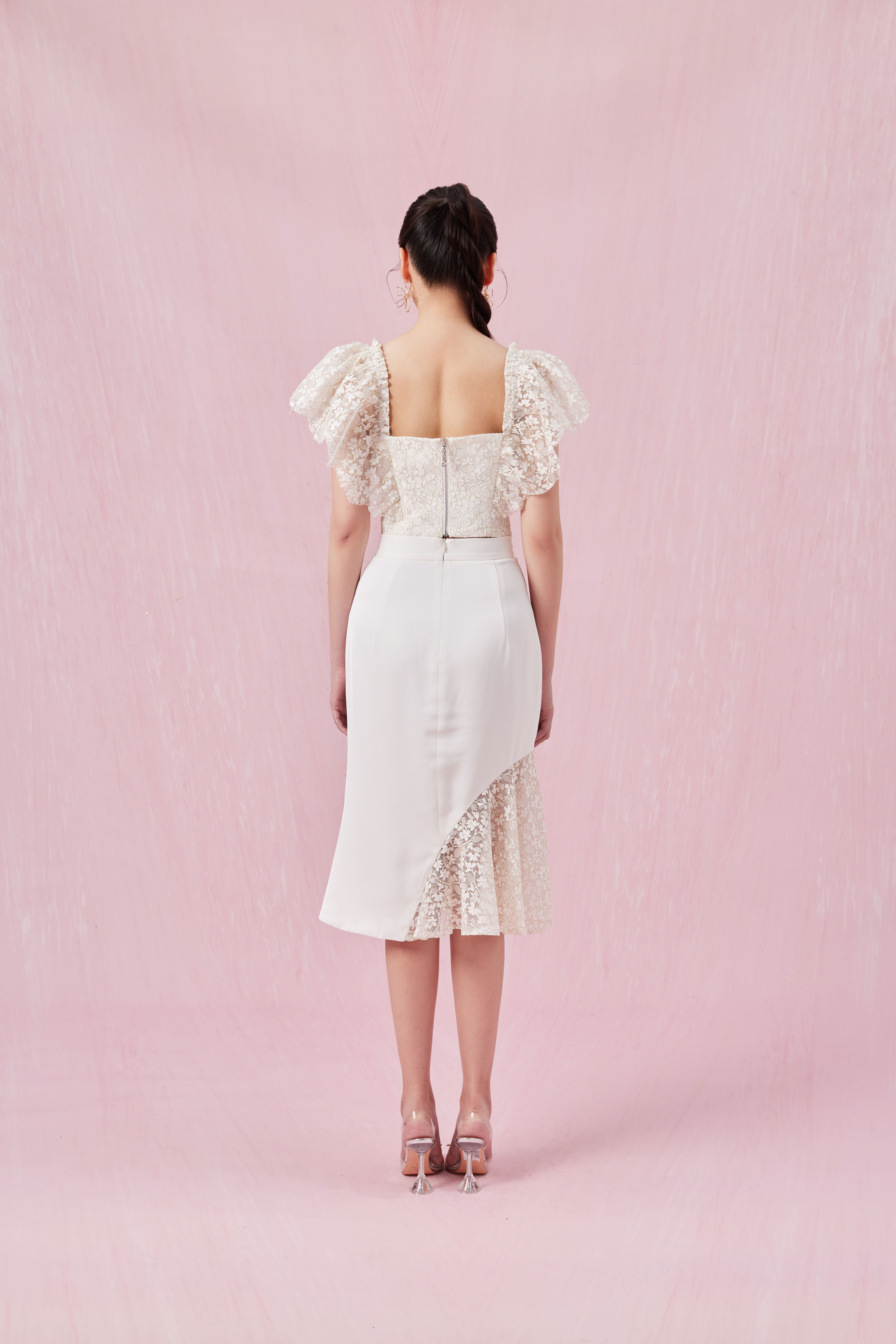 Capucine White Lace Mermaid Skirt