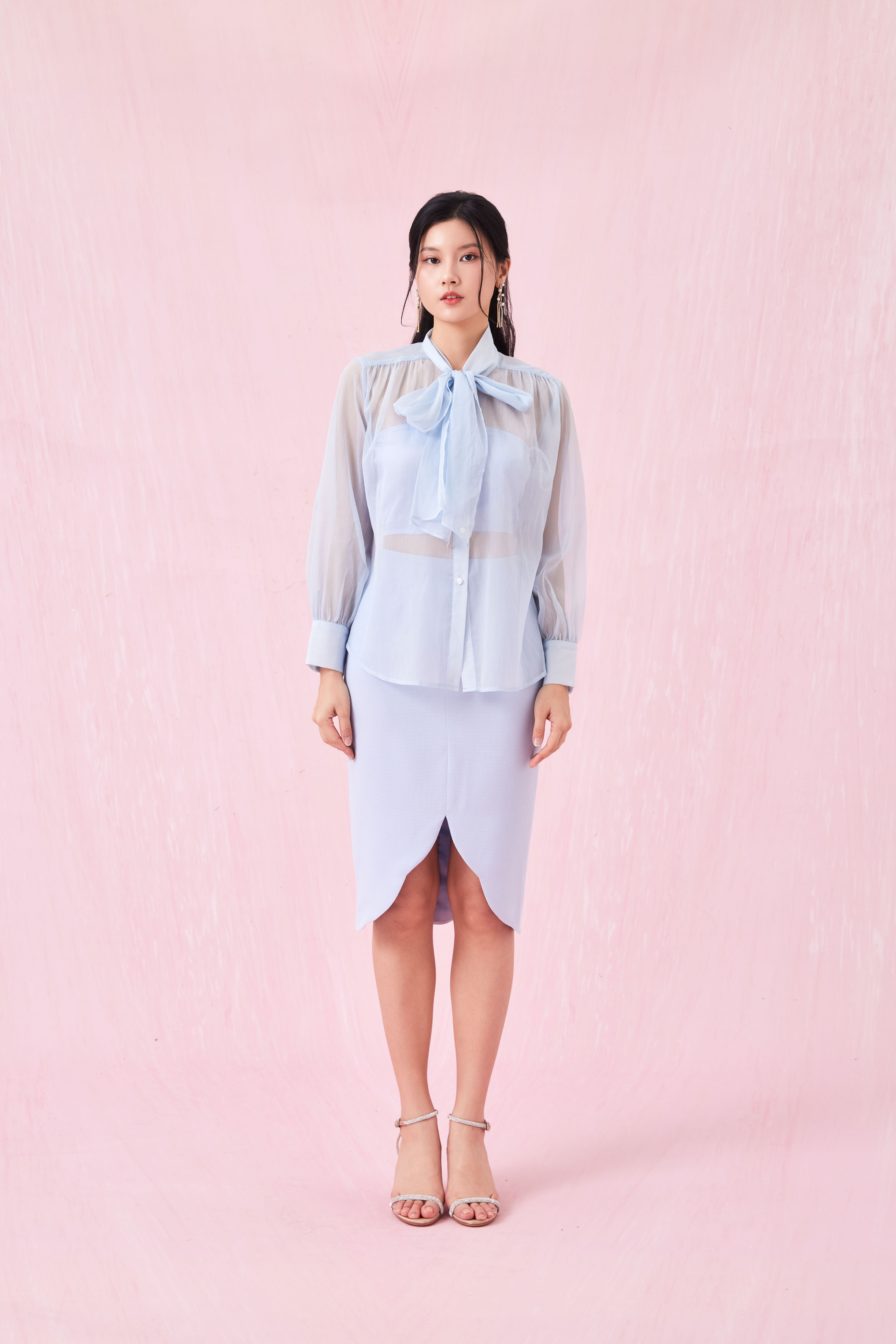 Caliste Blue Long Sleeve Top