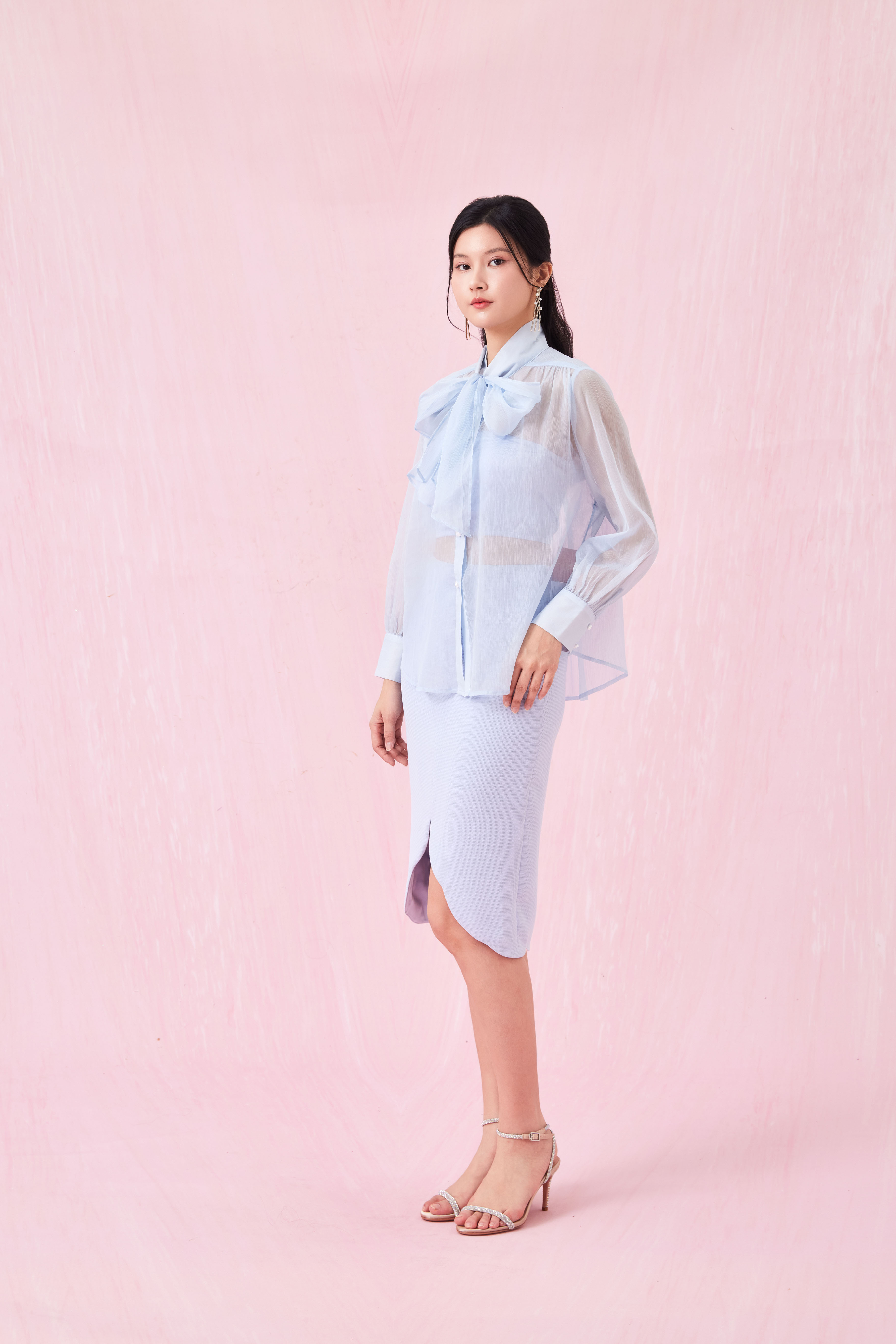 Caliste Blue Long Sleeve Top