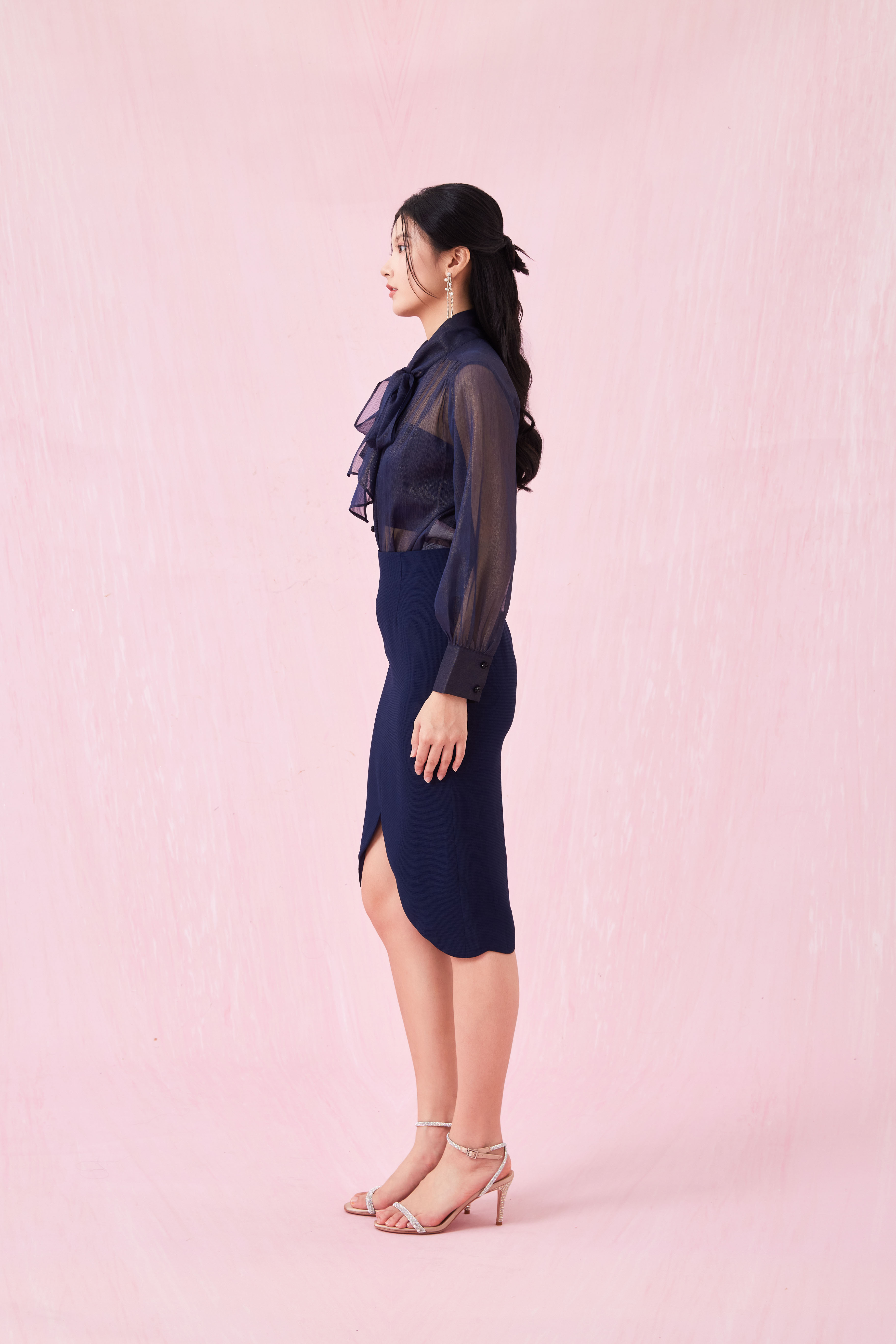 Caliste Navy Pencil Skirt