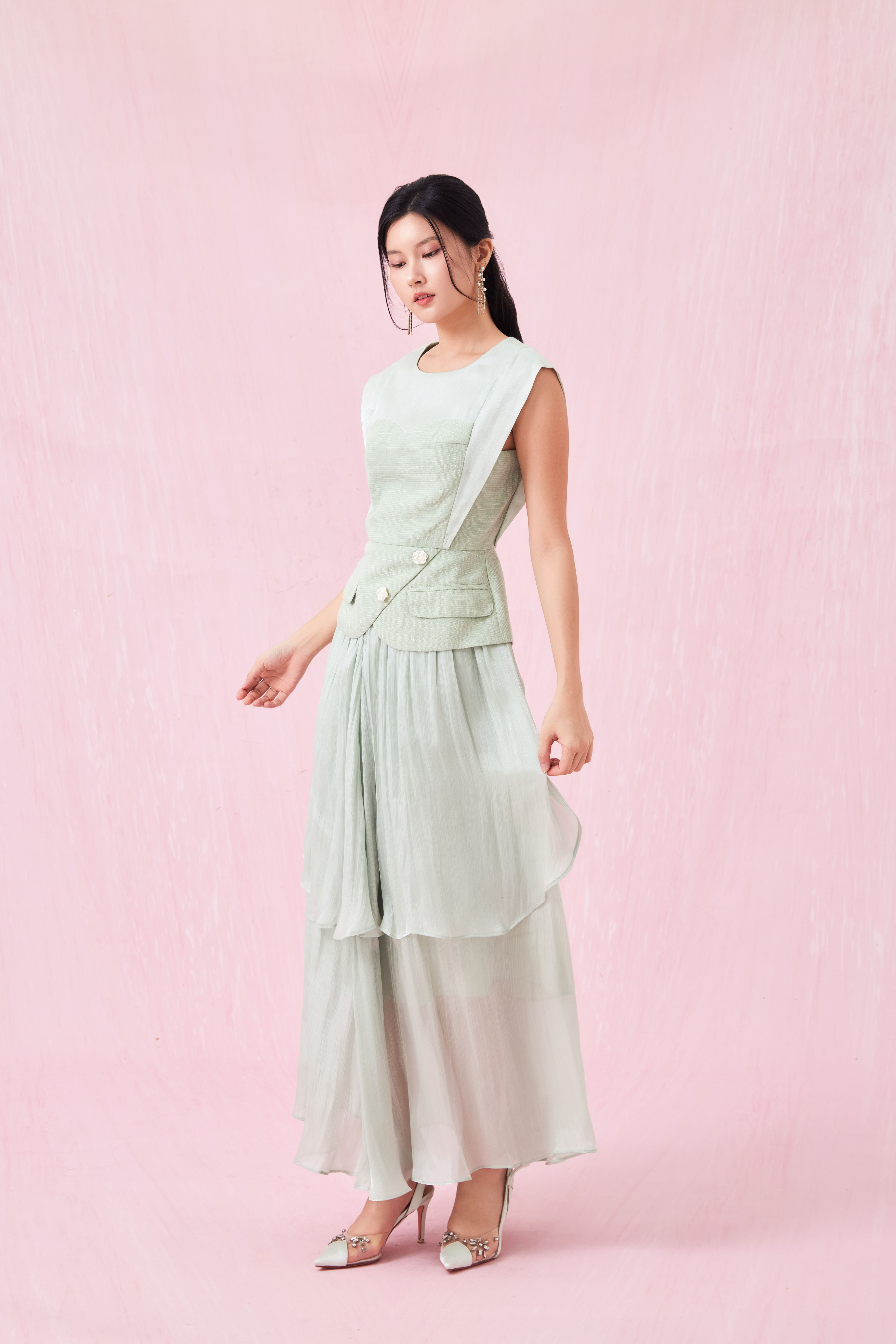 Annette Green Tweed Top