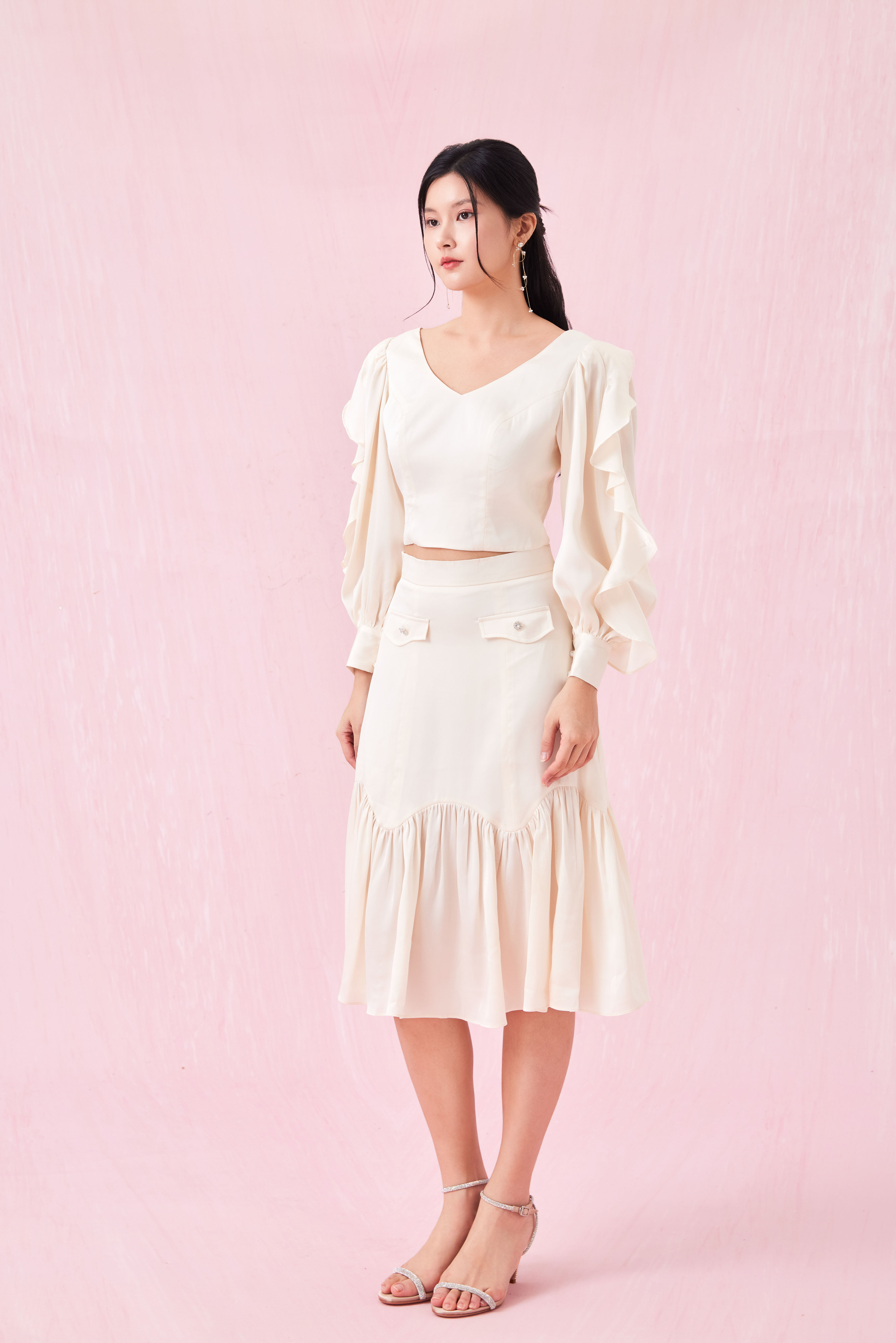 Catiana Beige Glitter Top