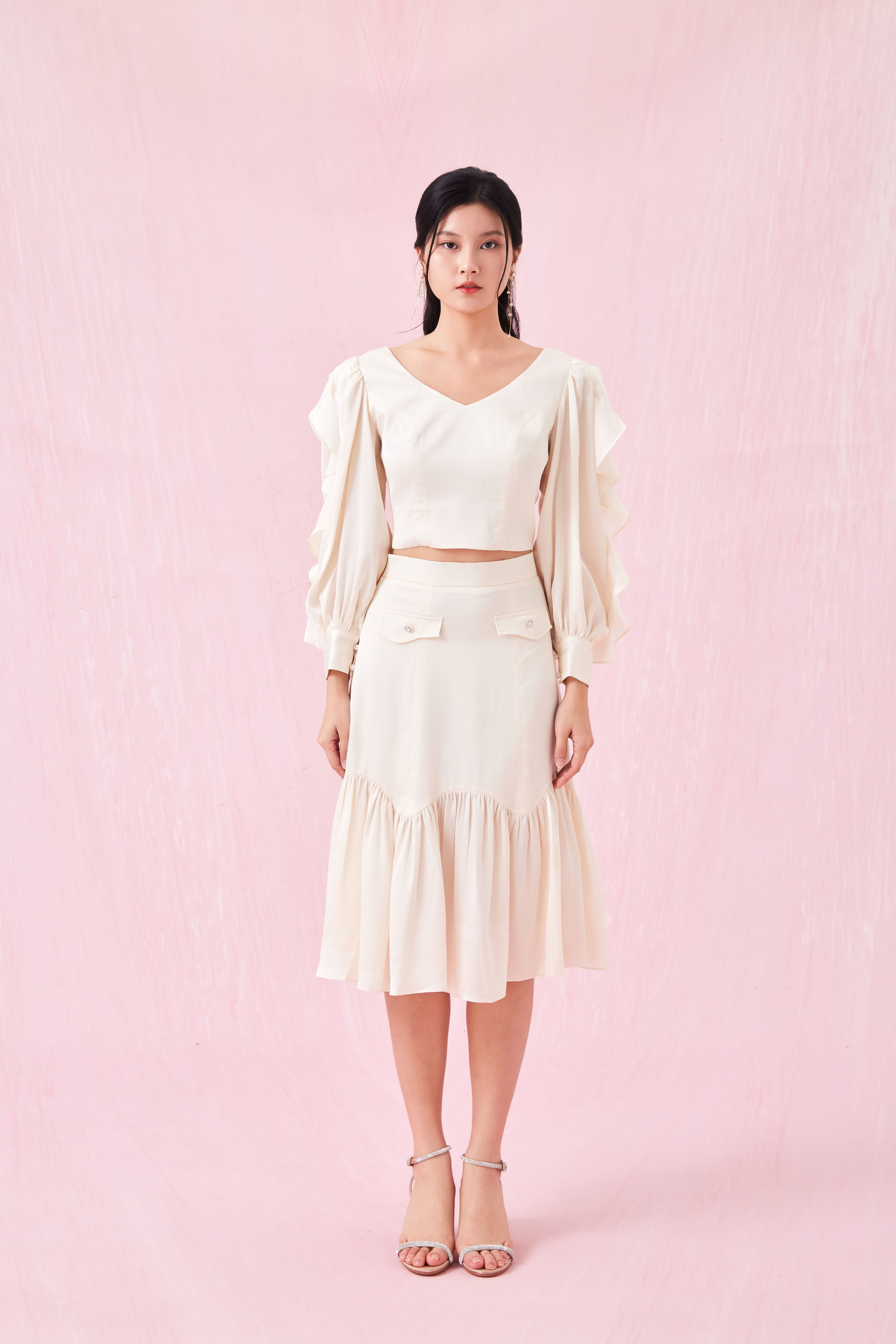 Catiana Beige Glitter Top