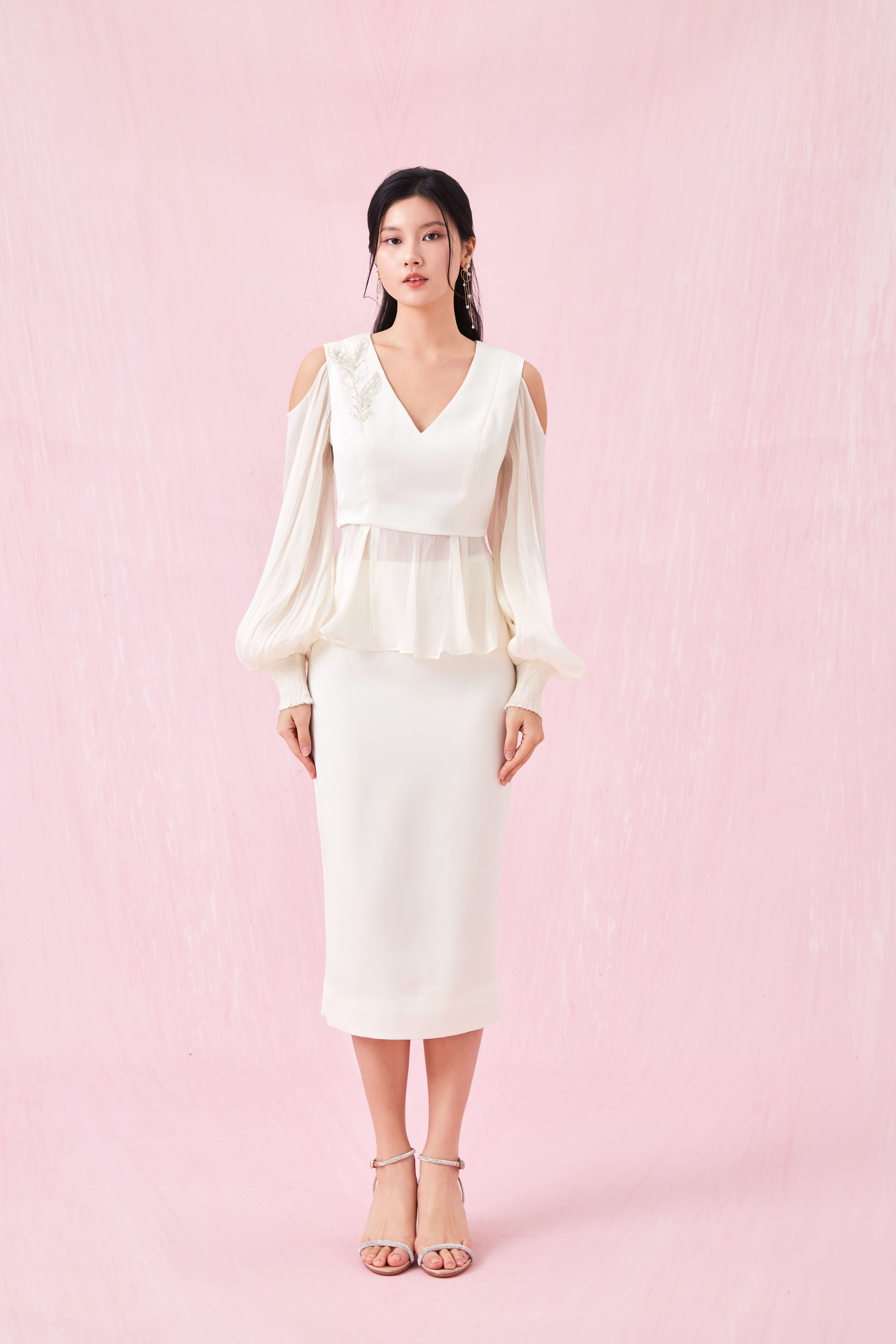 Ghalia Beige Peplum Top