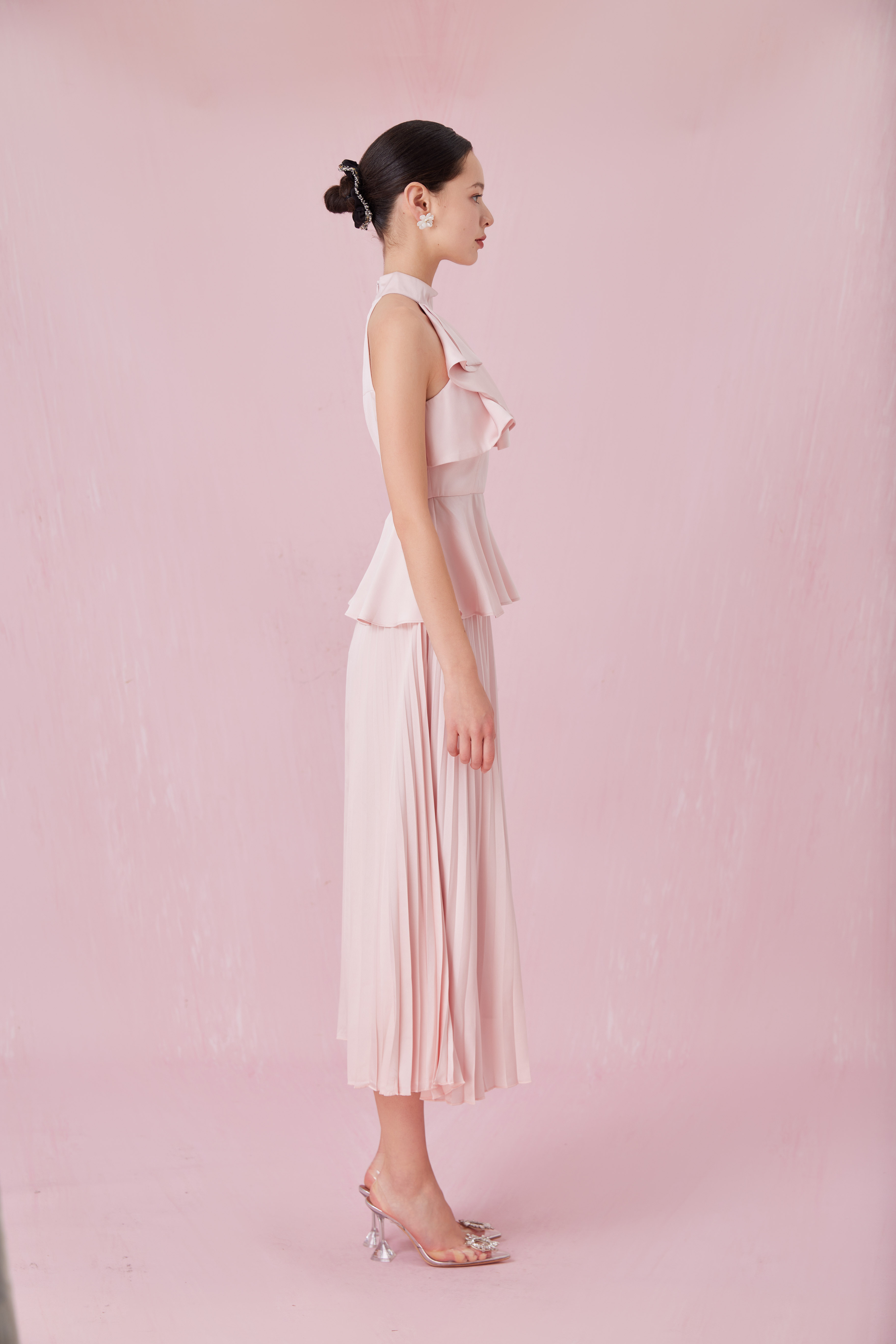 Arlet Pink Ruffle Halter Neck Top