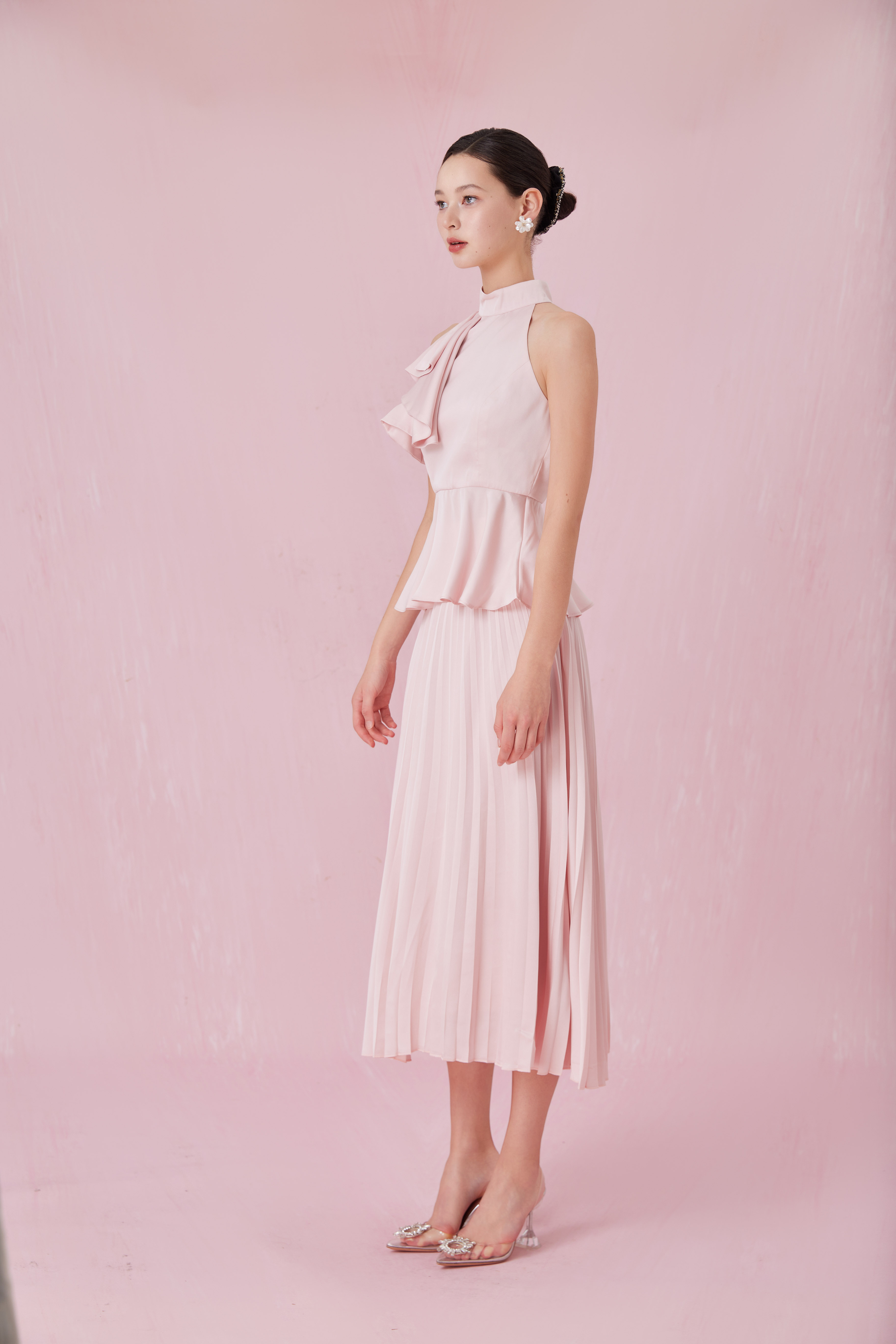 Arlet Pink Pleated A-Line Skirt