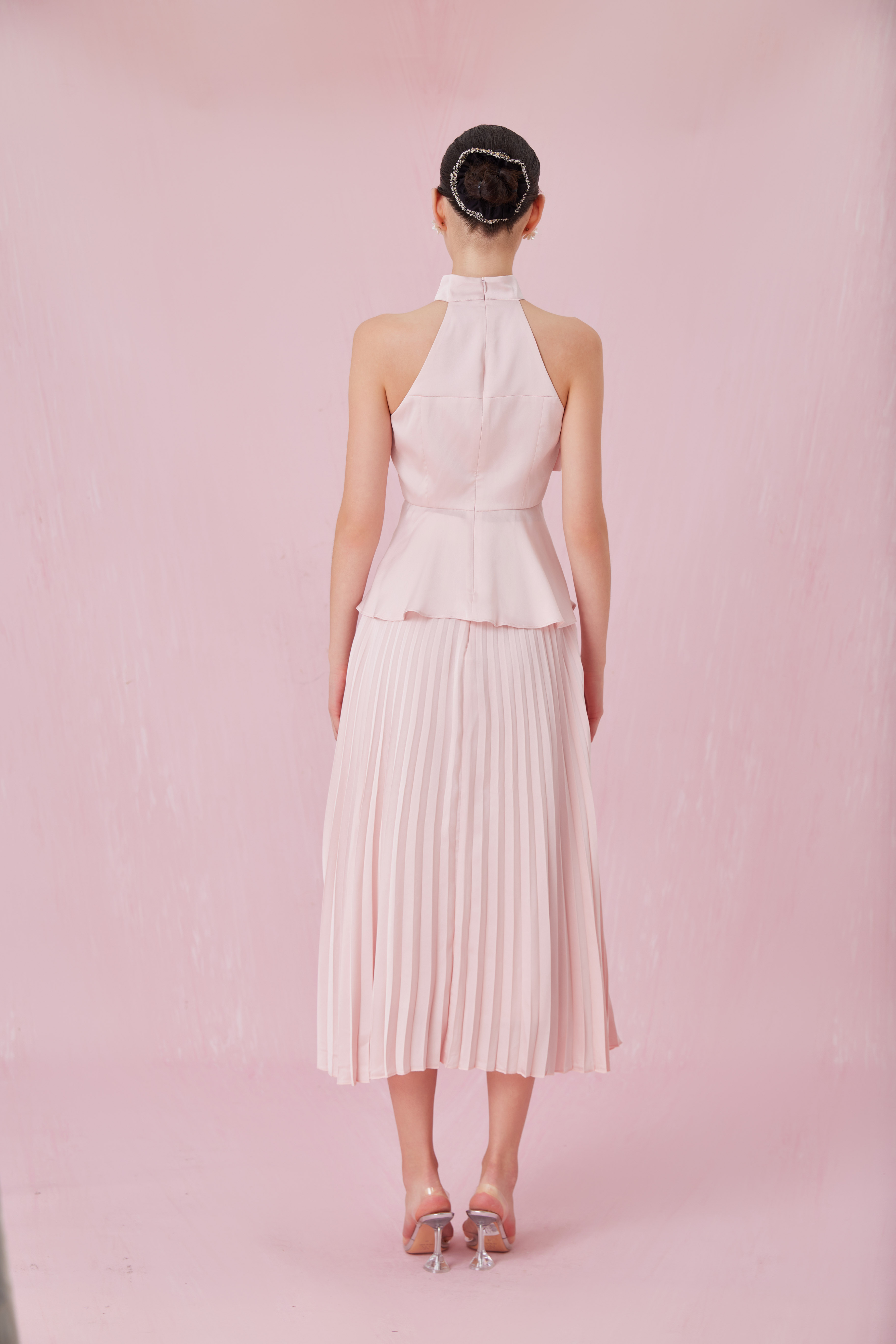 Arlet Pink Ruffle Halter Neck Top