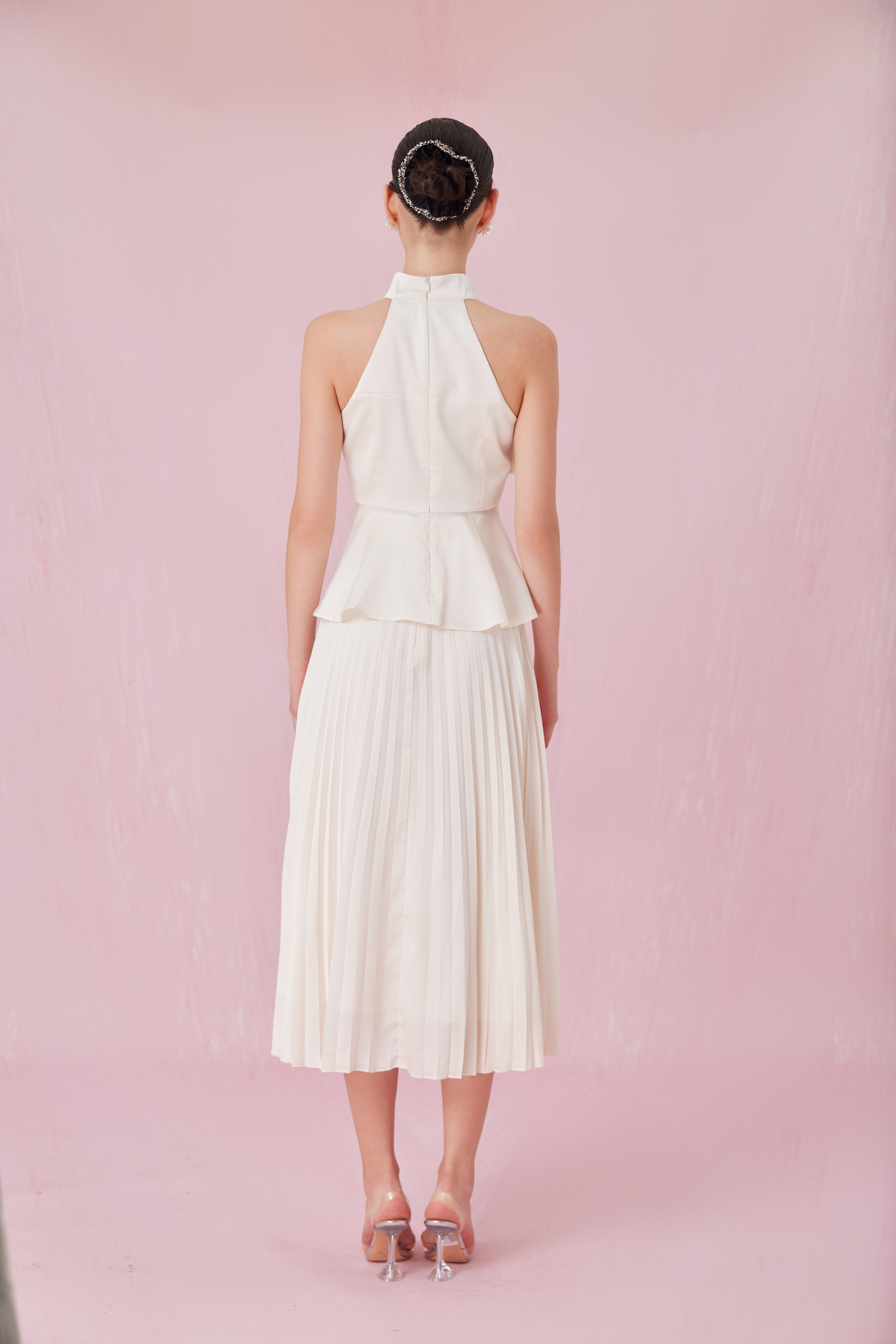 Arlet Cream Ruffle Halter Neck Top